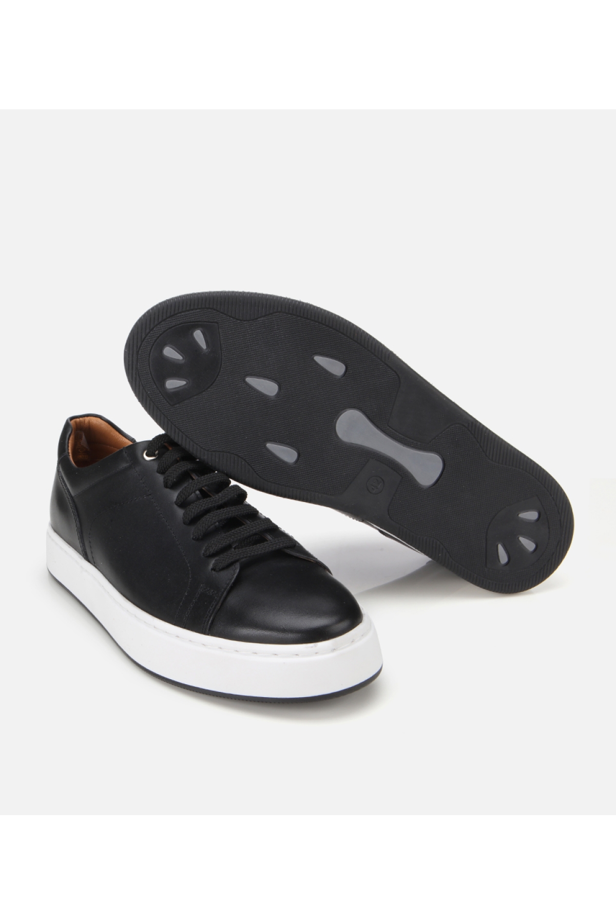 Erkek Deri Siyah Kalın Tabanlı Spor Ayakkabı - Görsel 6