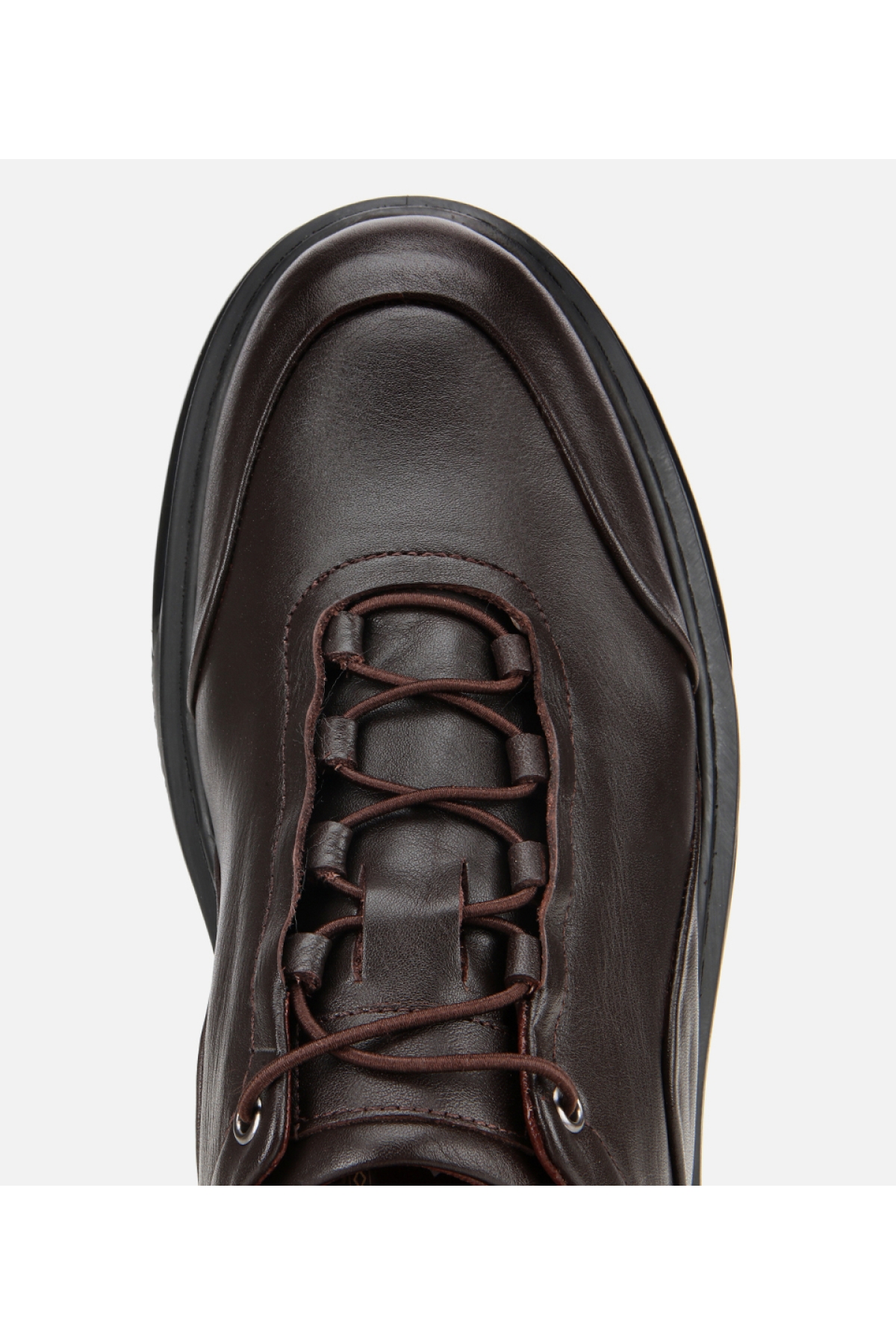 Erkek Deri Kahverengi Bağcık Detaylı Comfort Spor Ayakkabı - Görsel 5