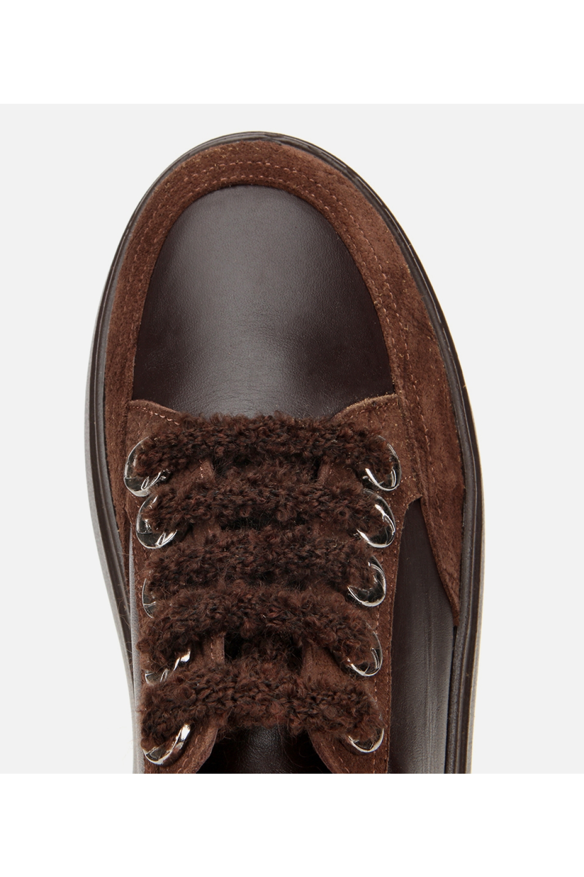 Kadın Deri Kahverengi Bağcık Detaylı Kalın Tabanlı Spor Ayakkabı - Görsel 5