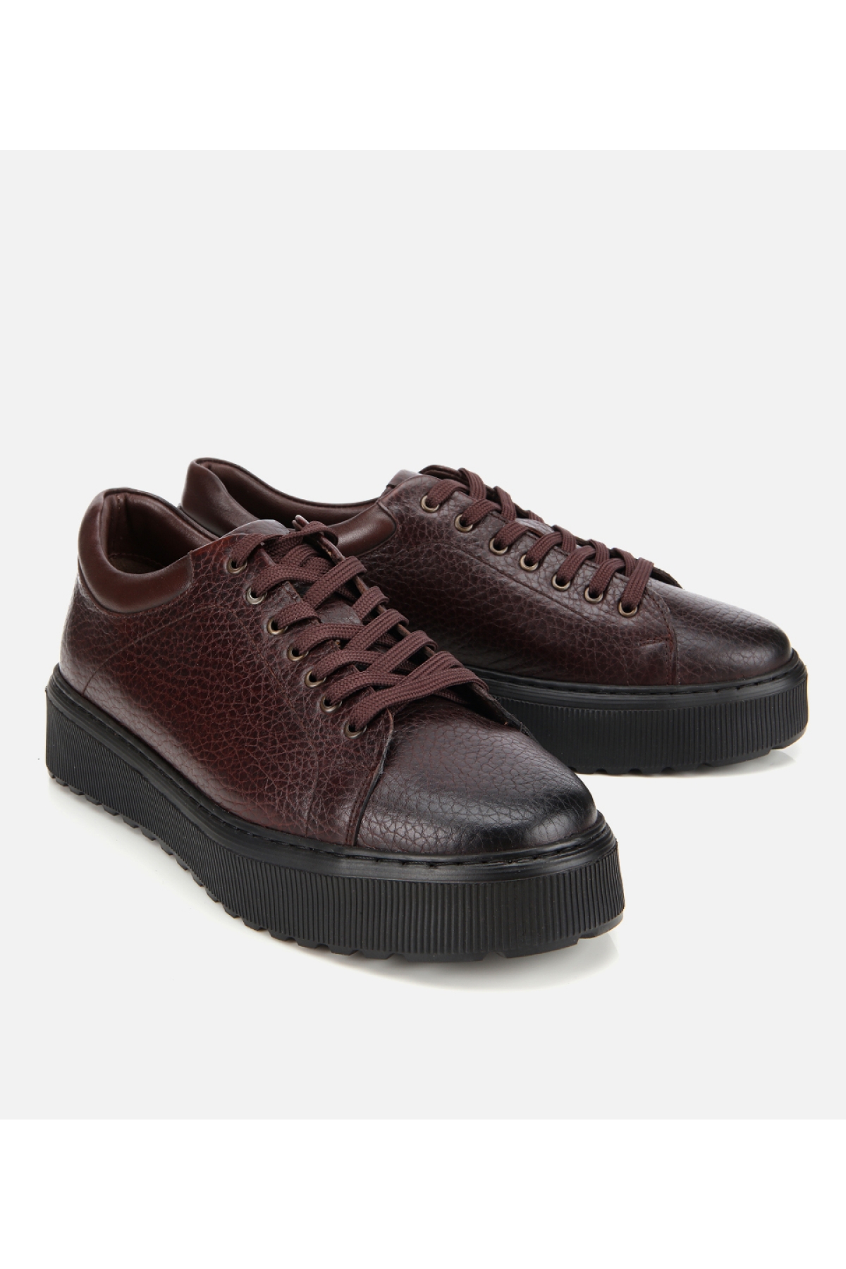 Erkek Deri Kahverengi Kalın Tabanlı Spor Ayakkabı - Görsel 2