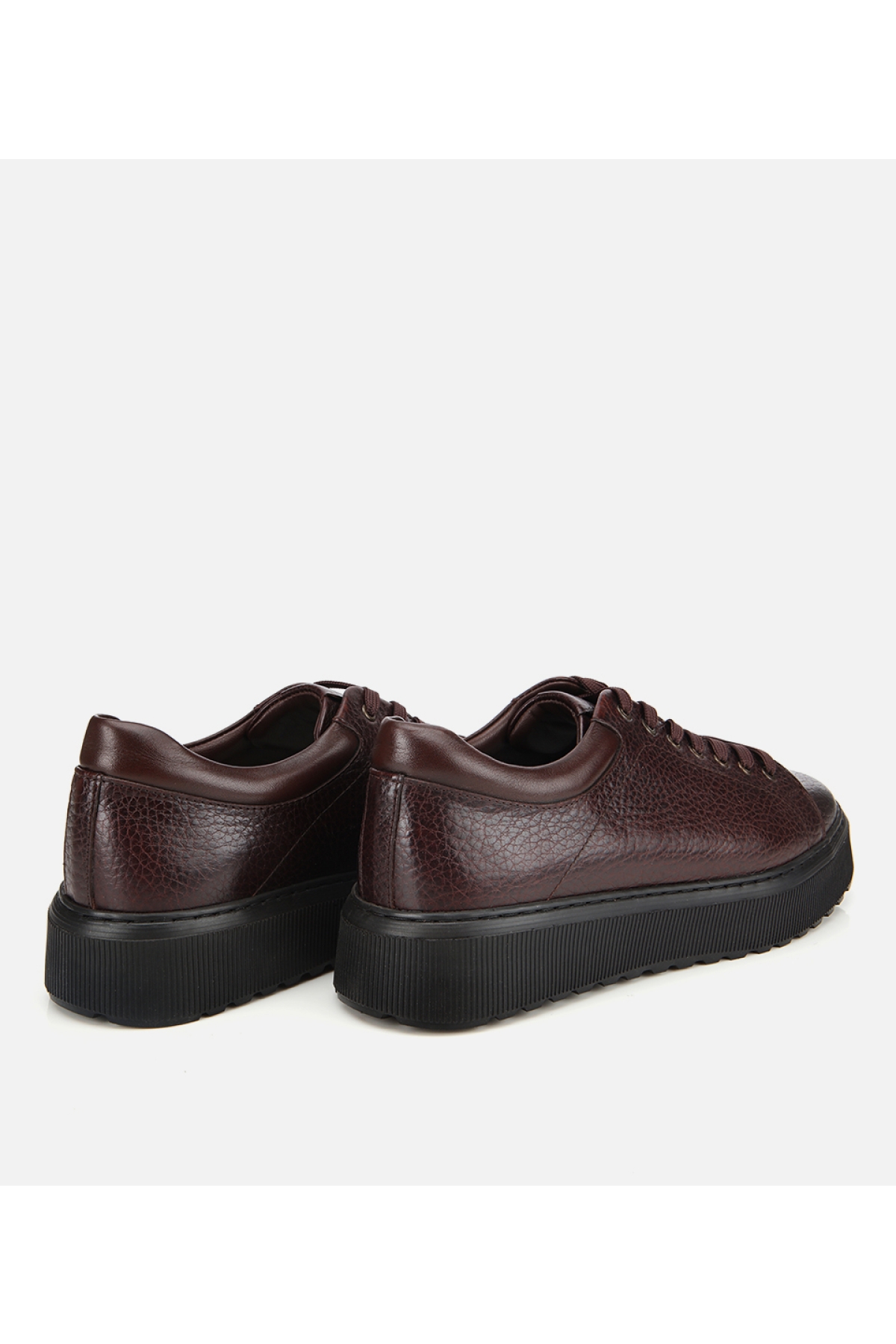 Erkek Deri Kahverengi Kalın Tabanlı Spor Ayakkabı - Görsel 4