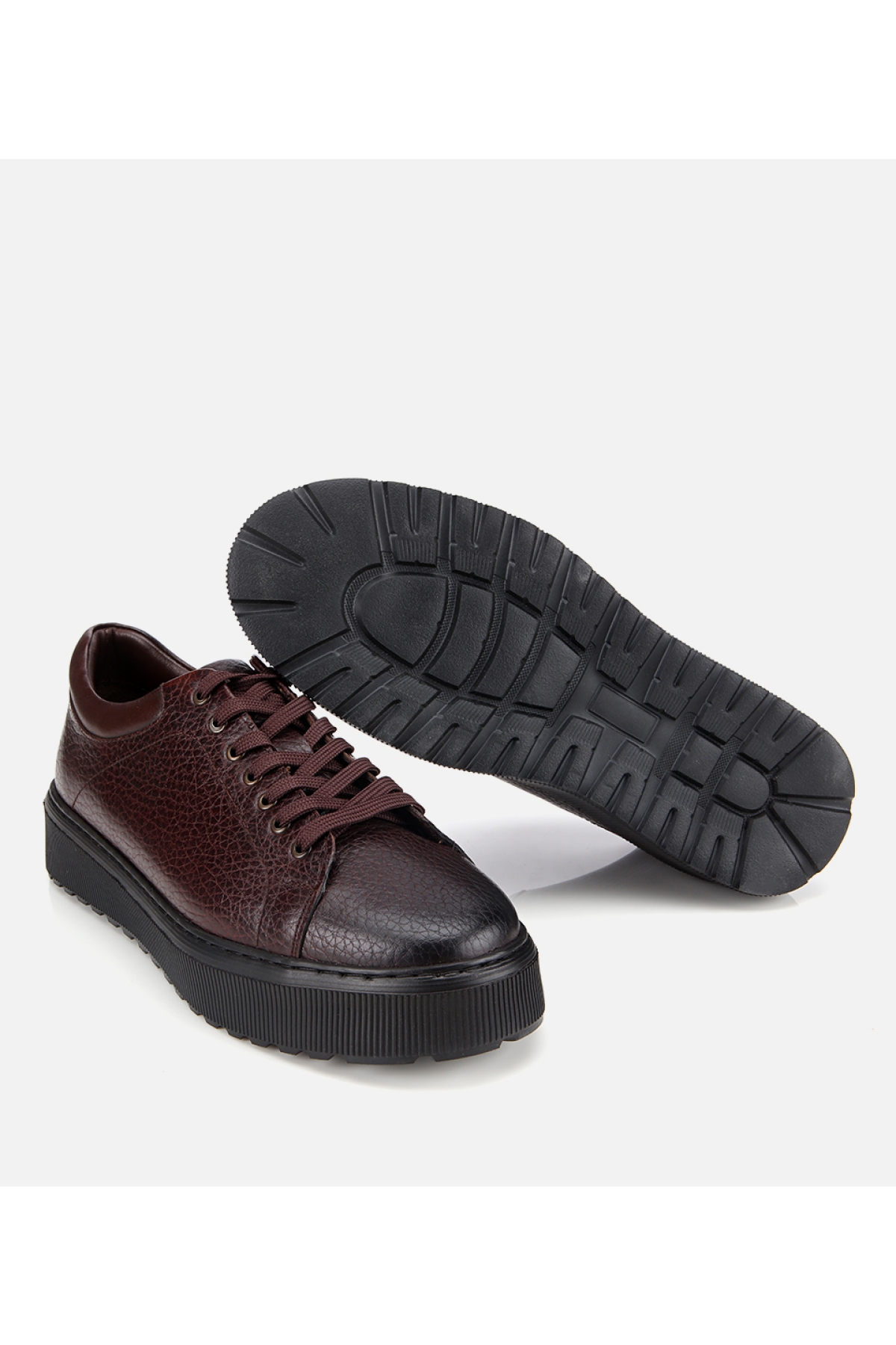 Erkek Deri Kahverengi Kalın Tabanlı Spor Ayakkabı - Görsel 6