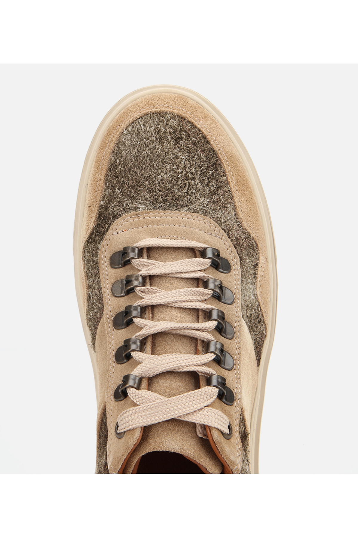 Erkek Süet Deri Bej Yüksek Tabanlı Spor Ayakkabı - Görsel 5