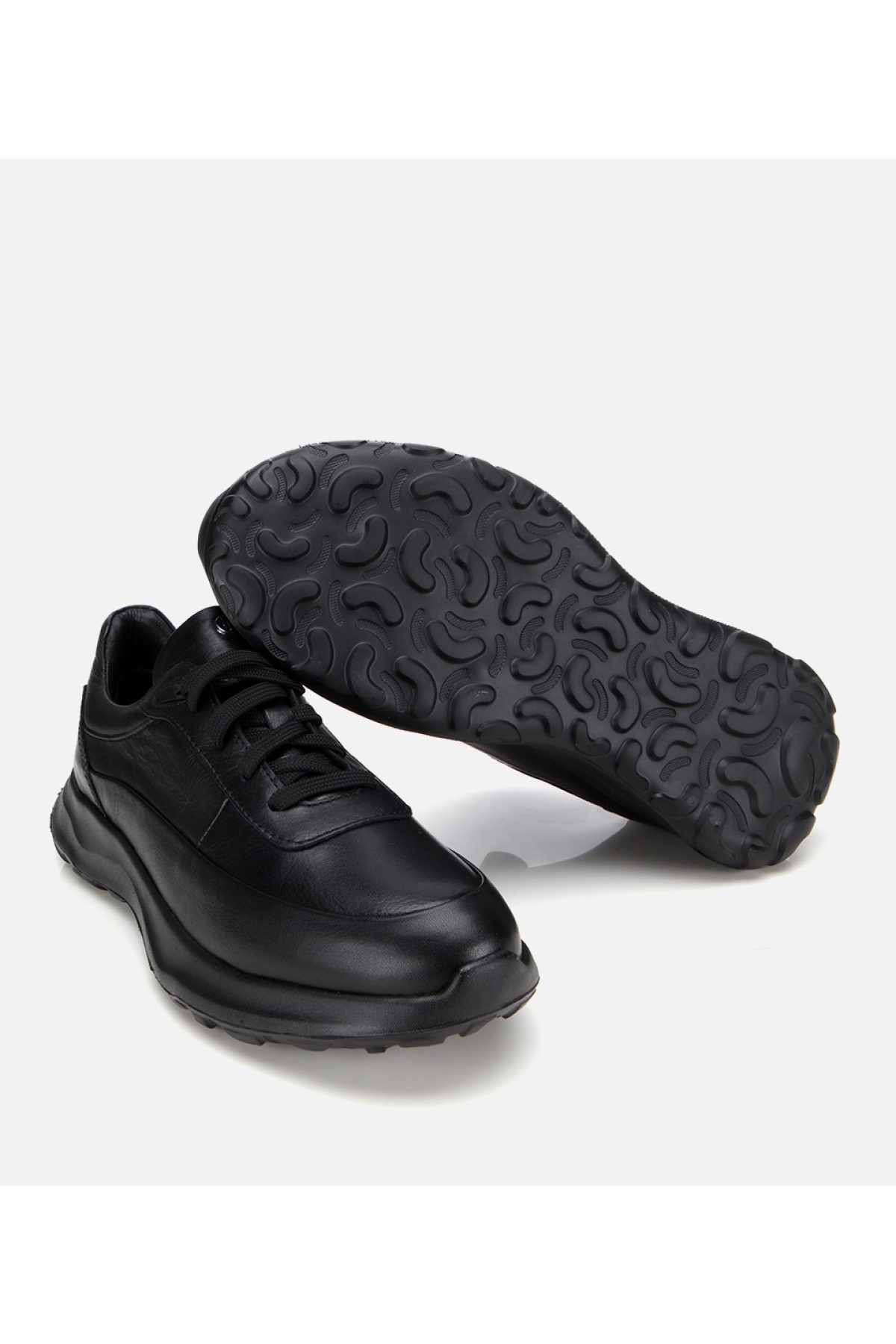 Erkek Deri Siyah Yumuşak Dokulu Yüksek Tabanlı Spor Ayakkabı - Görsel 6