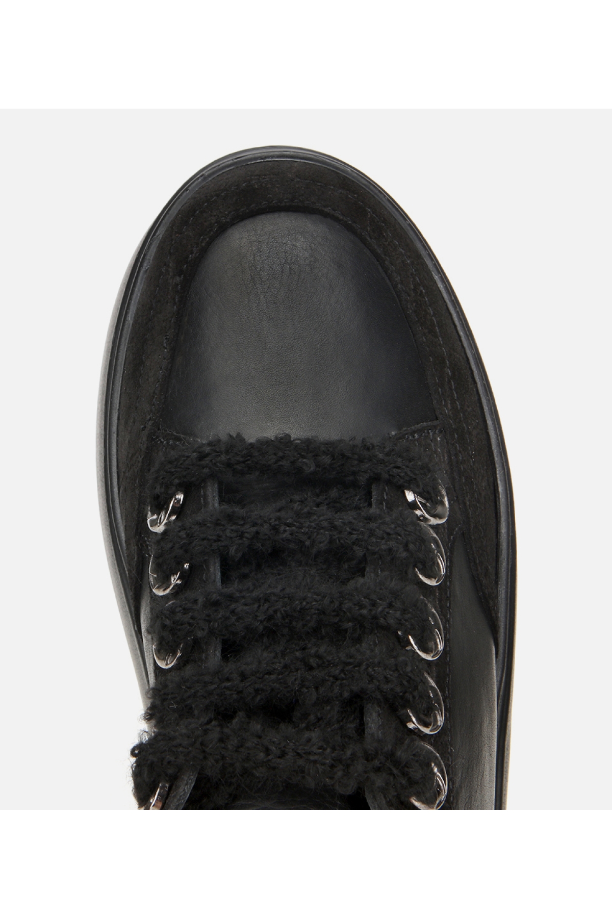 Kadın Deri Siyah Bağcık Detaylı Kalın Tabanlı Spor Ayakkabı - Görsel 5