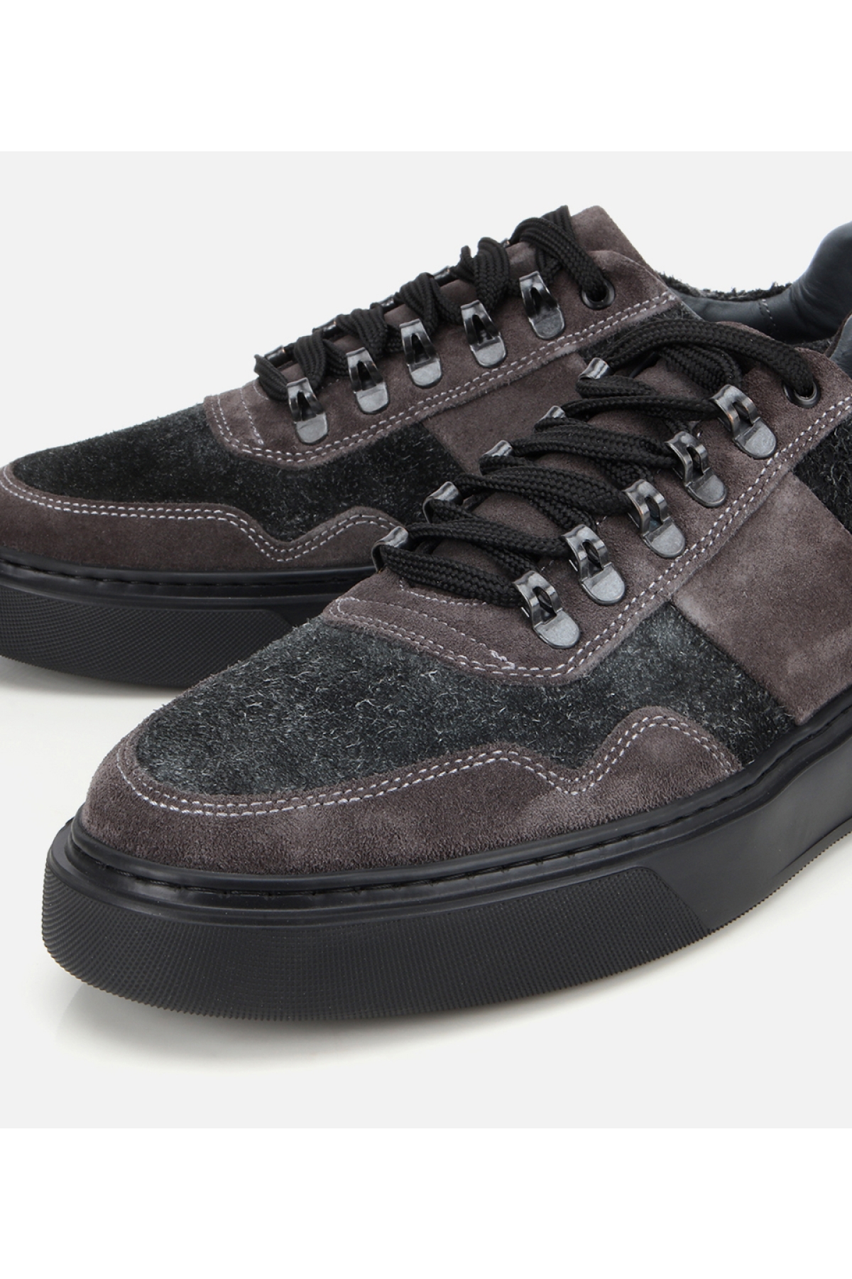 Erkek Süet Deri Siyah Yüksek Tabanlı Spor Ayakkabı - Görsel 3