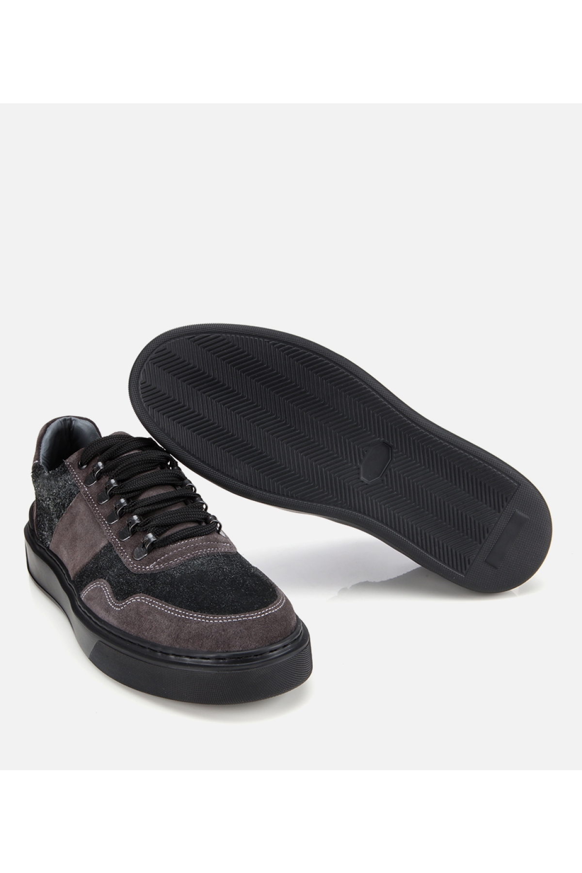 Erkek Süet Deri Siyah Yüksek Tabanlı Spor Ayakkabı - Görsel 6