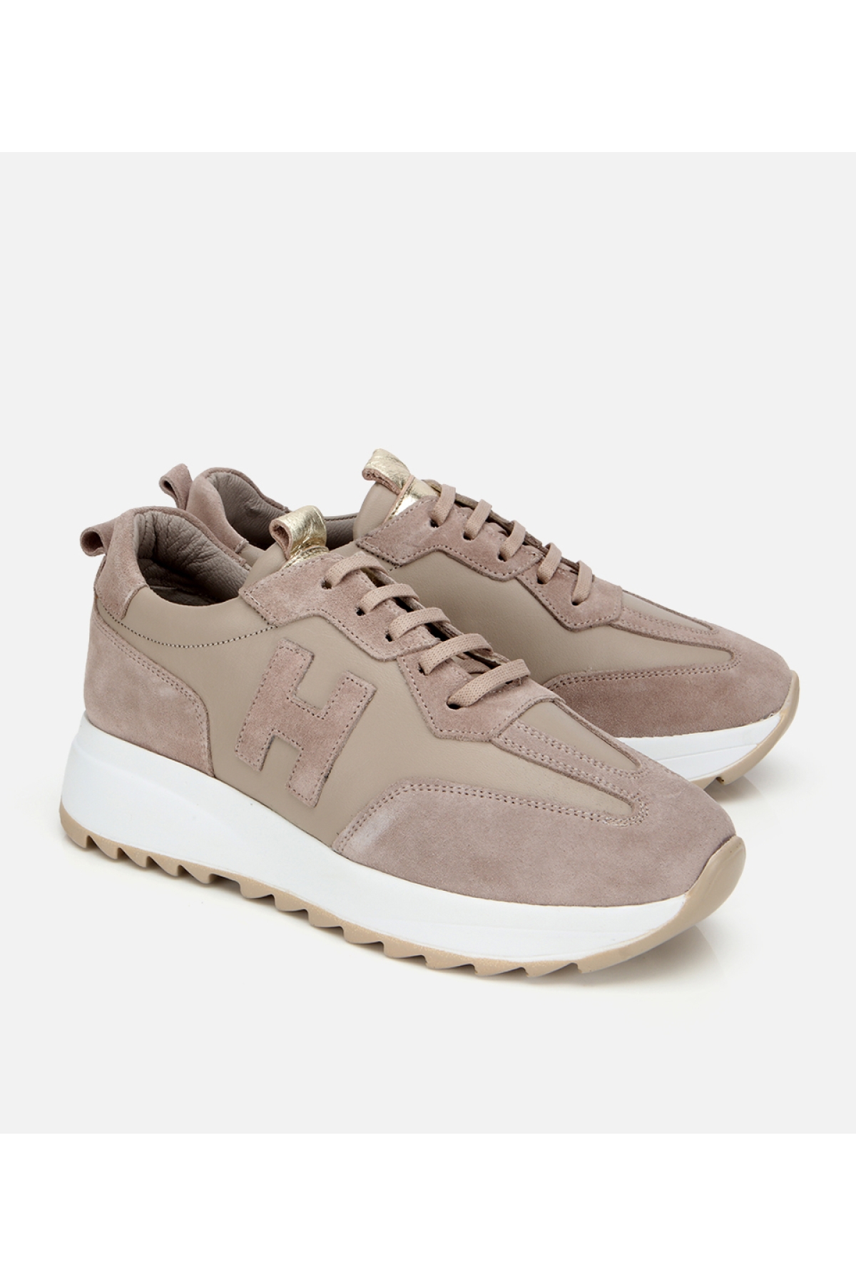 Kadın Süet Deri Bej Comfort Spor Ayakkabı - Görsel 2