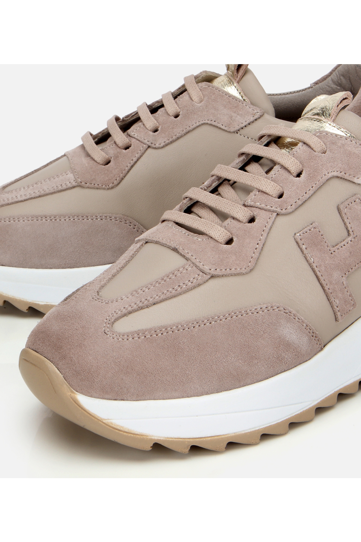 Kadın Süet Deri Bej Comfort Spor Ayakkabı - Görsel 3
