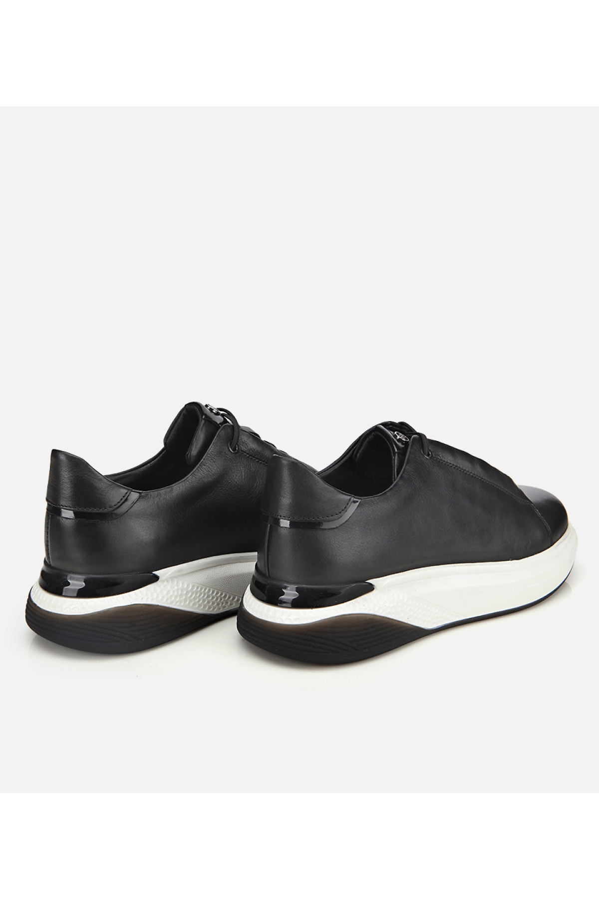 Erkek Deri Siyah Rahat Yüksek Tabanlı Spor Ayakkabı - Görsel 4