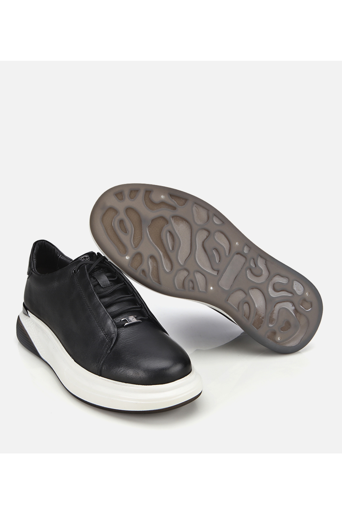 Erkek Deri Siyah Rahat Yüksek Tabanlı Spor Ayakkabı - Görsel 6