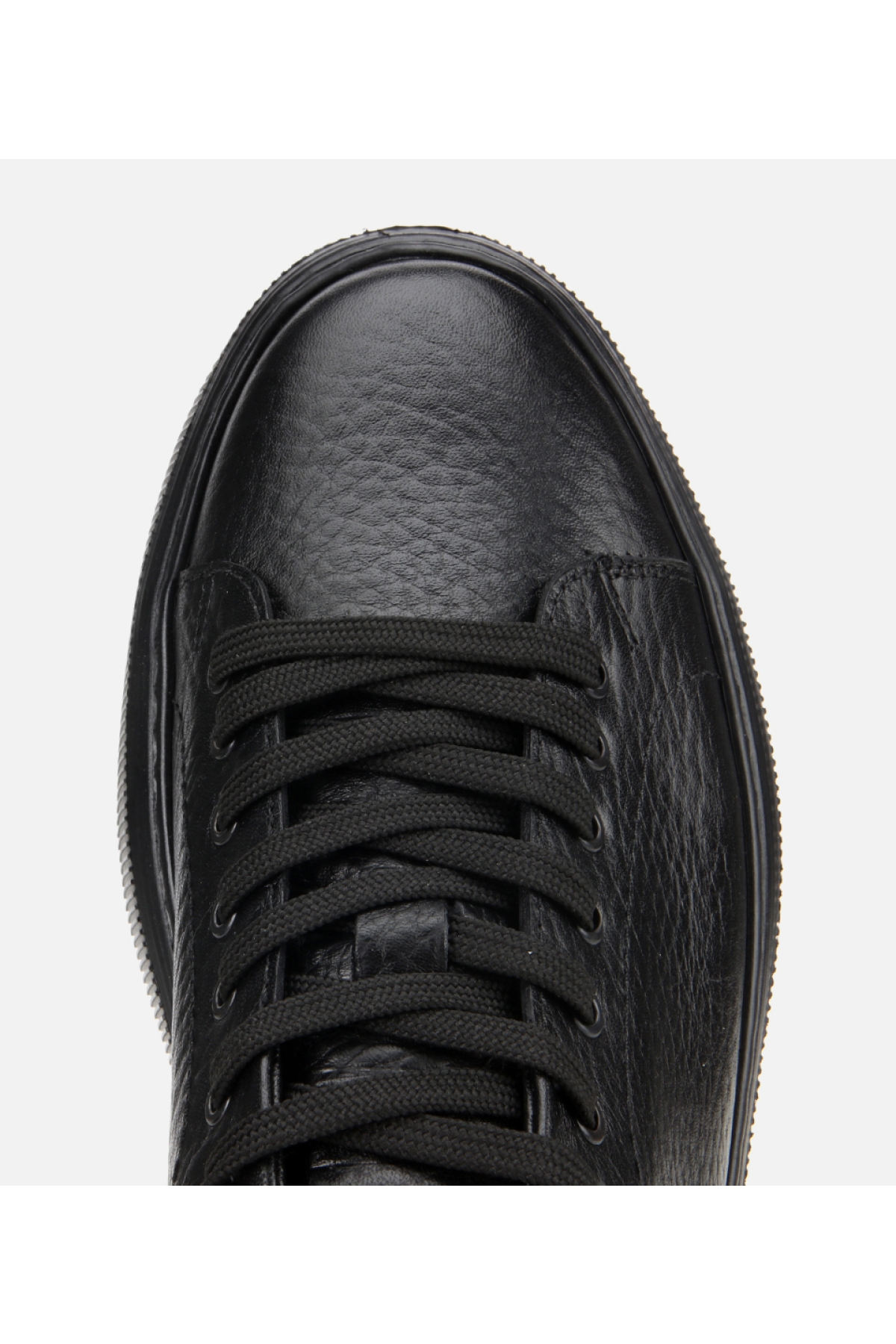 Erkek Deri Siyah Kalın Tabanlı Spor Ayakkabı - Görsel 5