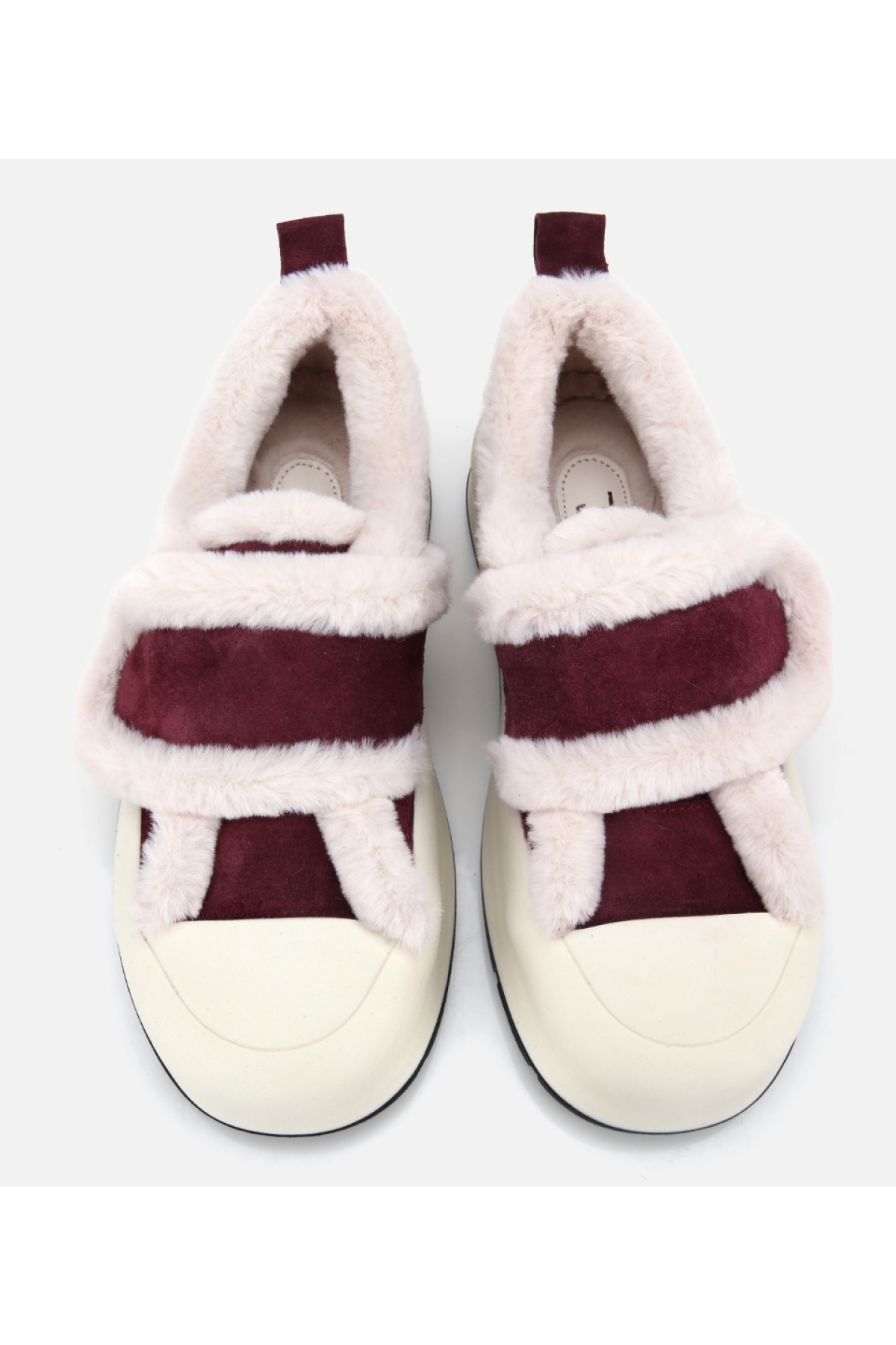 Kadın Süet Deri Bordo İçi Kürklü Kalın Bantlı Spor Ayakkabı - Görsel 6