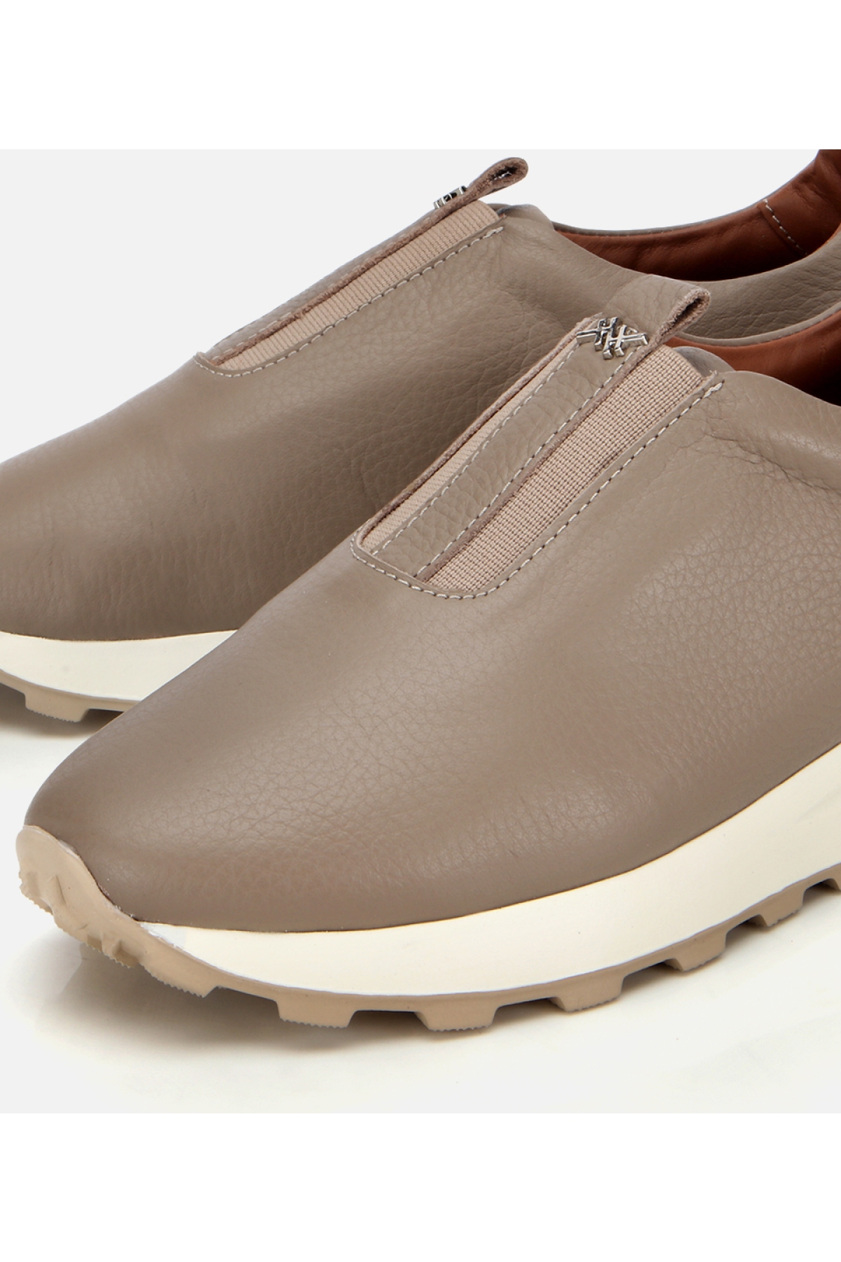 Kadın Deri Vizon Lastik Detaylı Spor Ayakkabı - Görsel 3