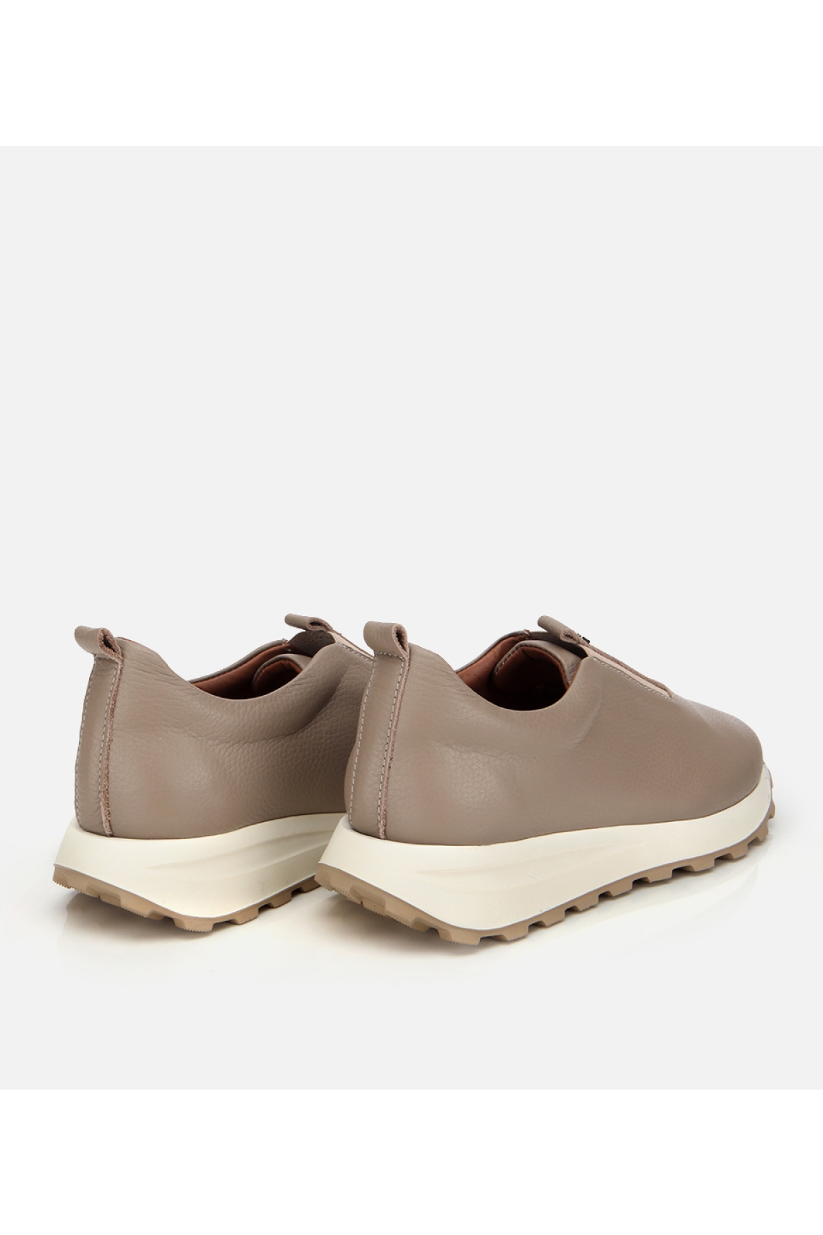 Kadın Deri Vizon Lastik Detaylı Spor Ayakkabı - Görsel 4