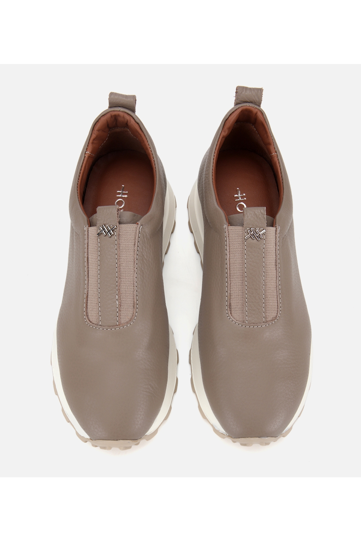 Kadın Deri Vizon Lastik Detaylı Spor Ayakkabı - Görsel 6