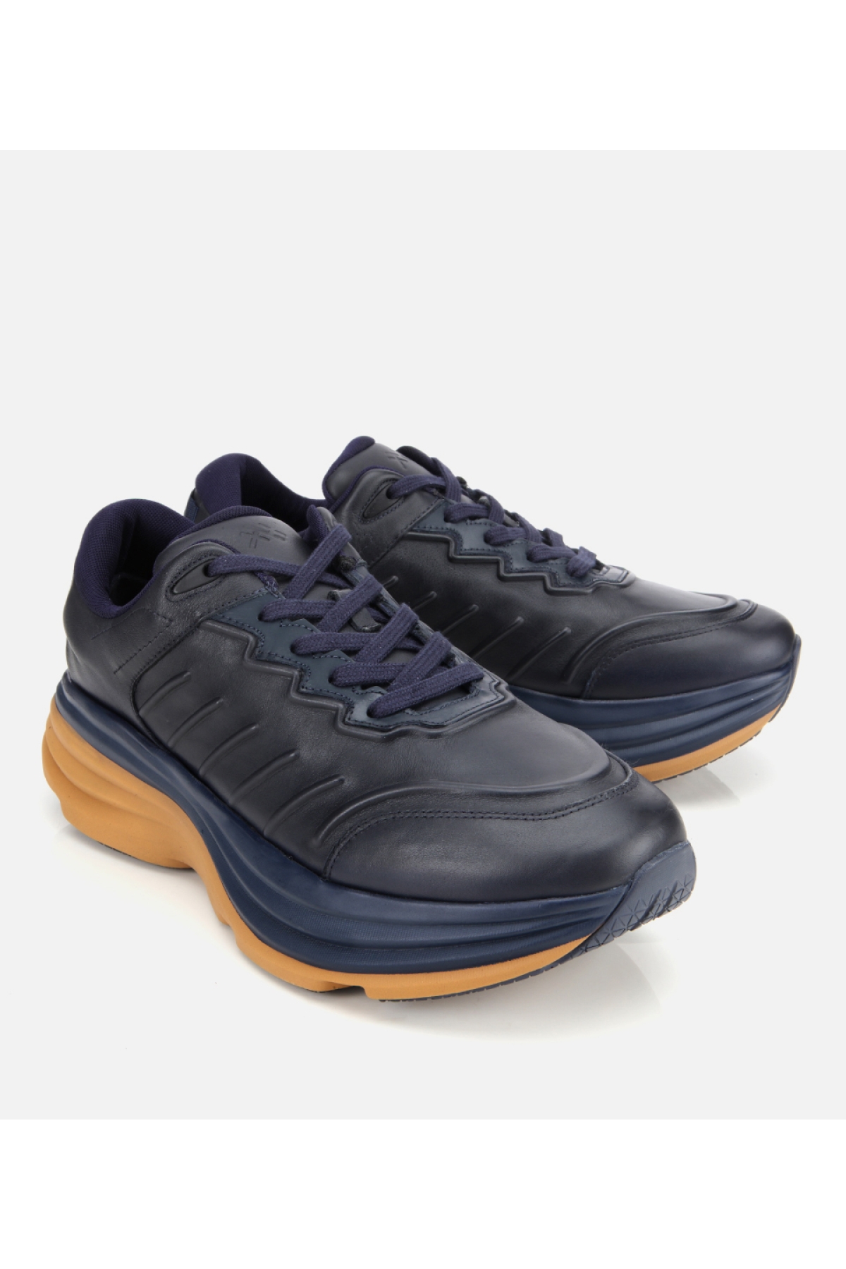 Erkek Deri Lacivert Kalın Tabanlı Spor Ayakkabı - Görsel 2