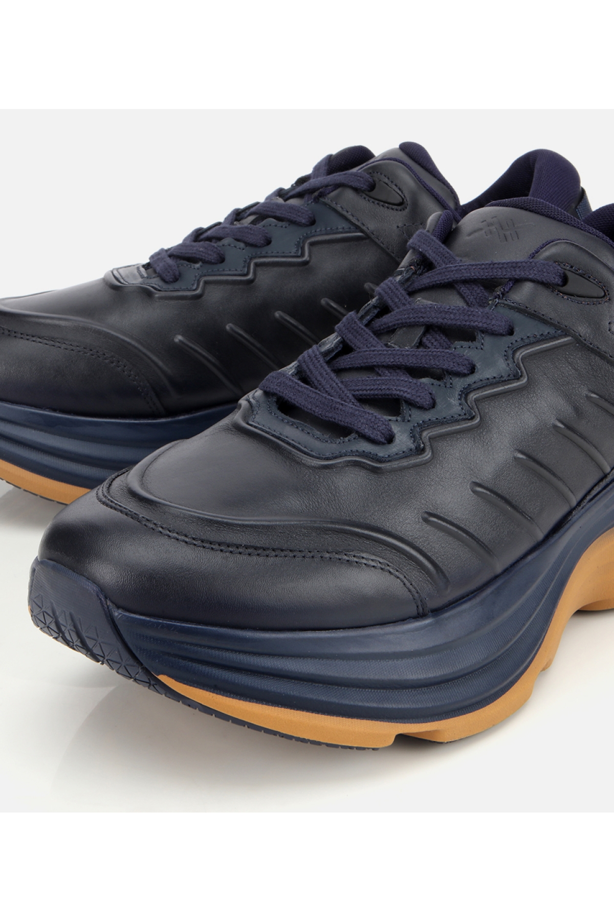 Erkek Deri Lacivert Kalın Tabanlı Spor Ayakkabı - Görsel 3