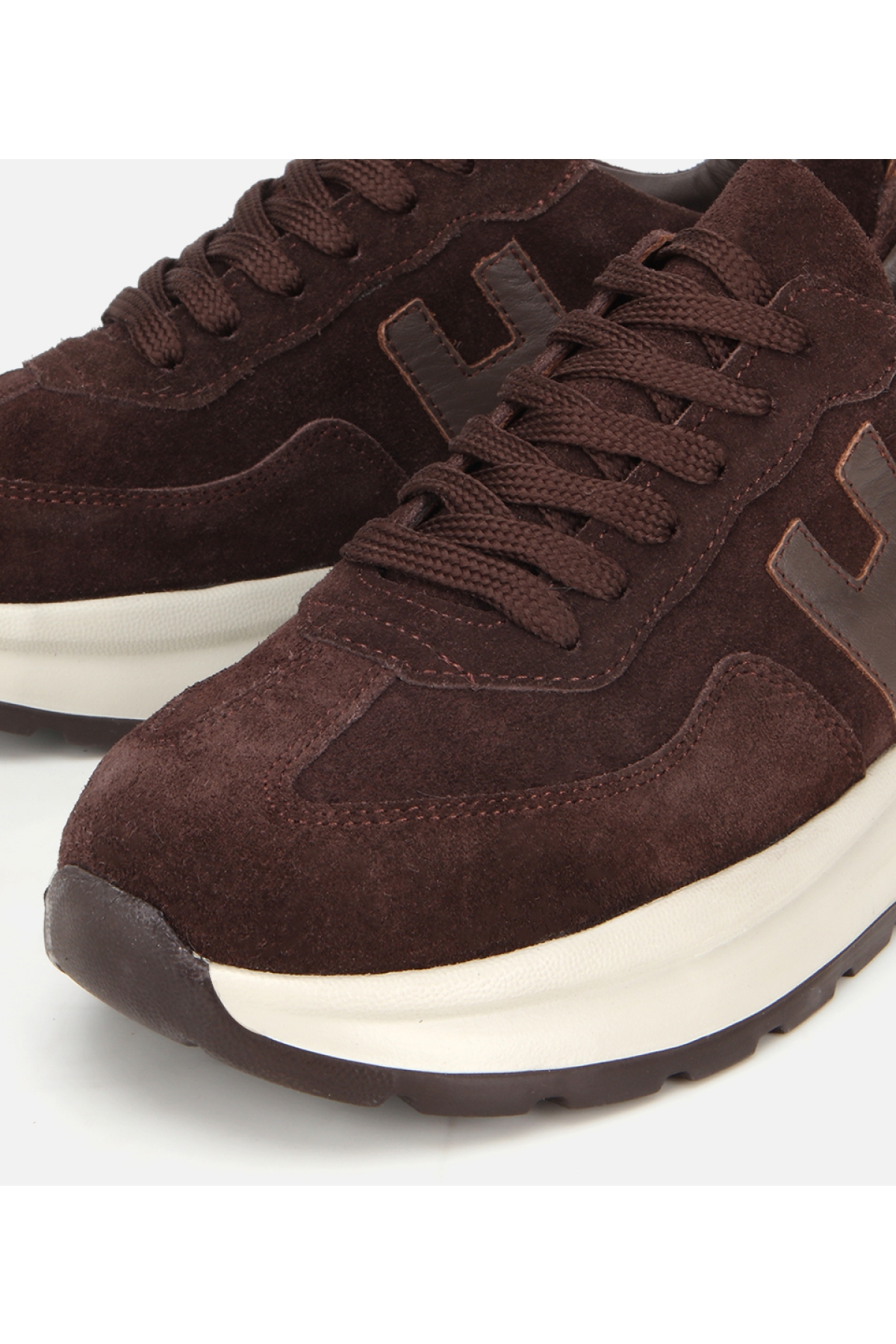 Kadın Süet Deri Kahverengi Kalın Tabanlı Comfort Spor Ayakkabı - Görsel 3