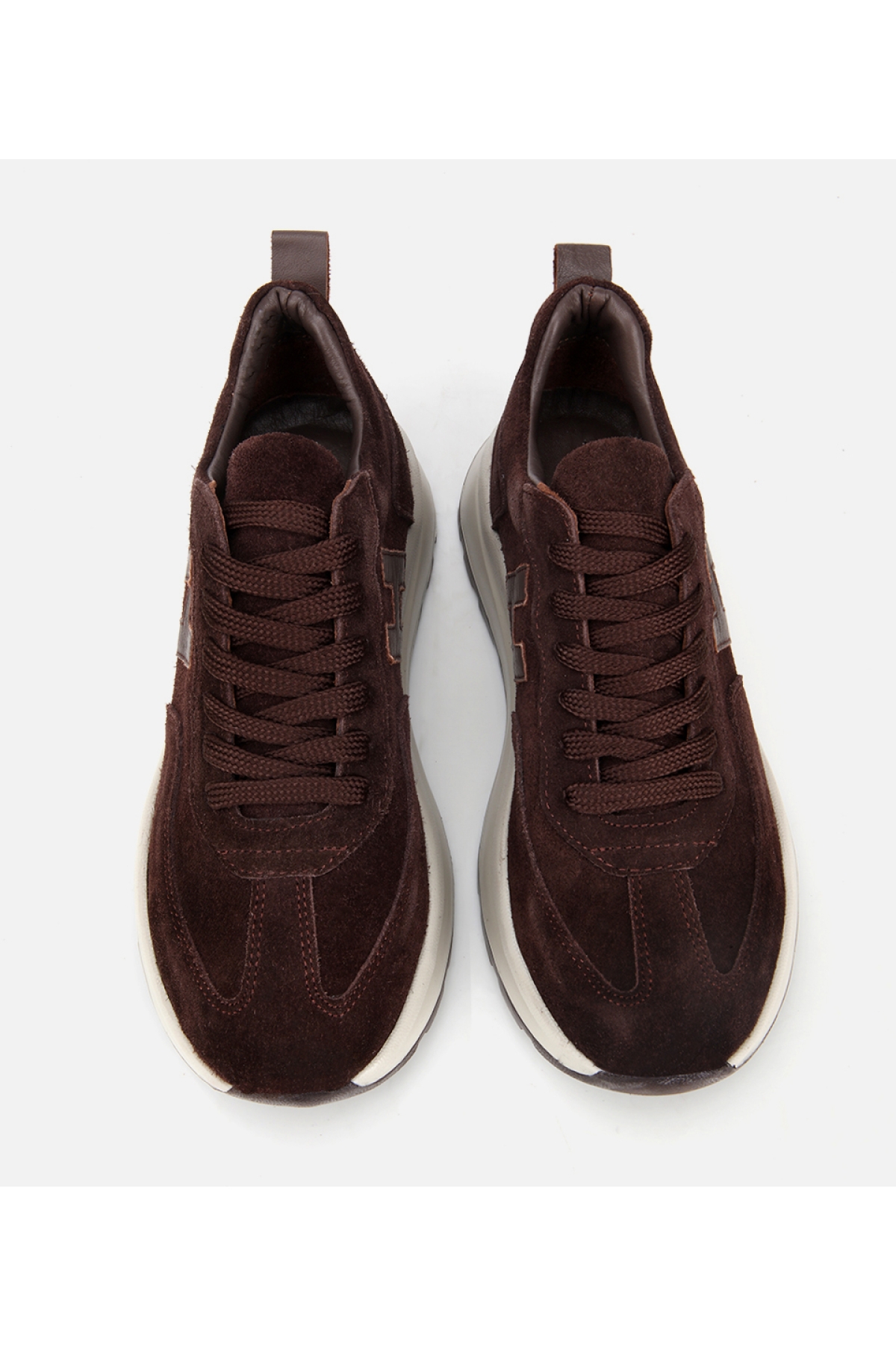 Kadın Süet Deri Kahverengi Kalın Tabanlı Comfort Spor Ayakkabı - Görsel 6
