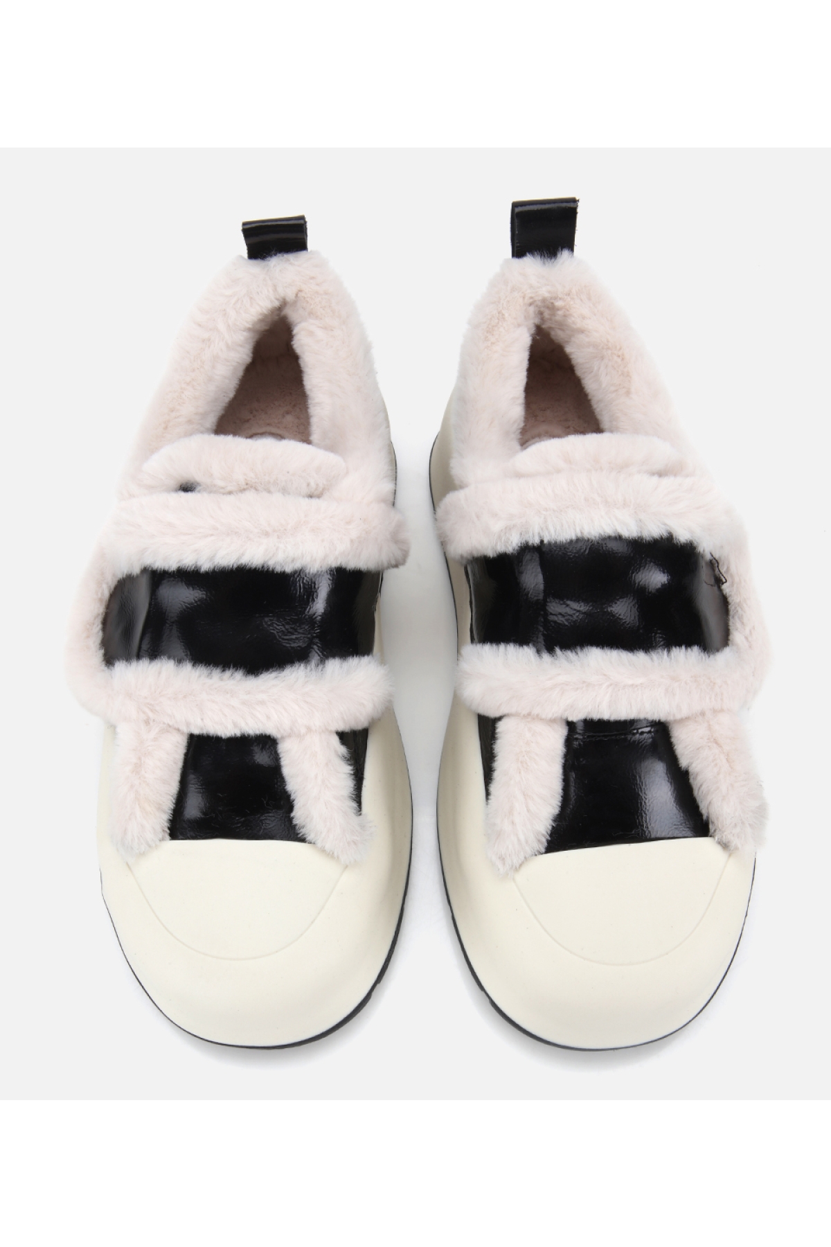 Kadın Rugan Deri Siyah İçi Kürklü Kalın Bantlı Spor Ayakkabı - Görsel 6