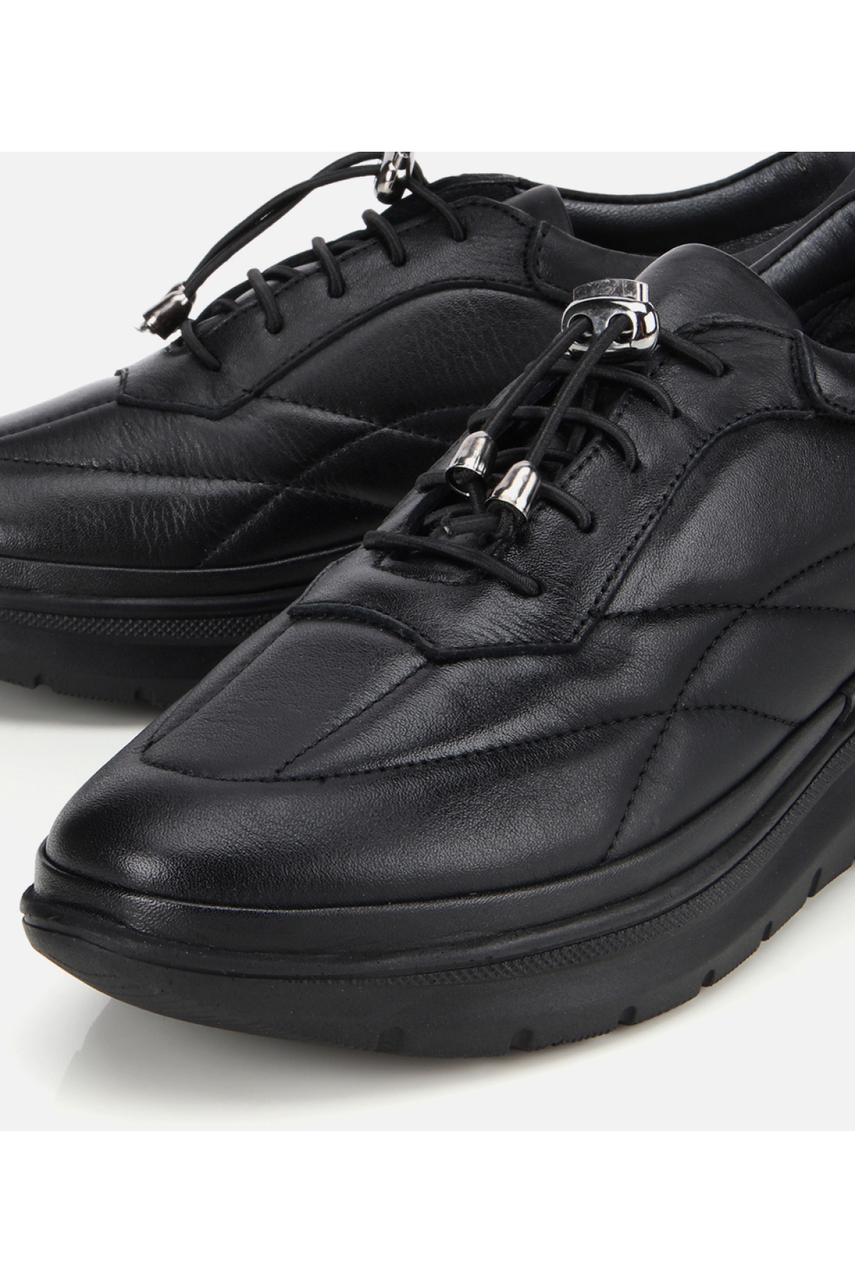 Kadın Deri Siyah Dolgu Topuklu Spor Ayakkabı - Görsel 3