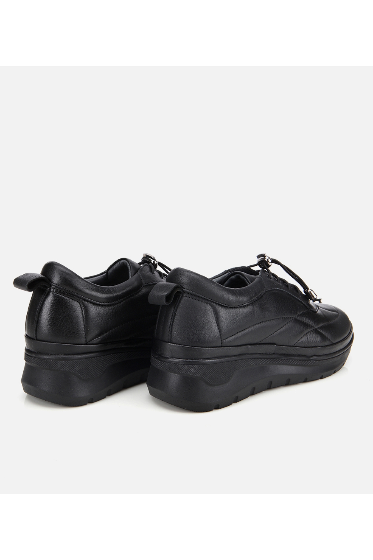 Kadın Deri Siyah Dolgu Topuklu Spor Ayakkabı - Görsel 4