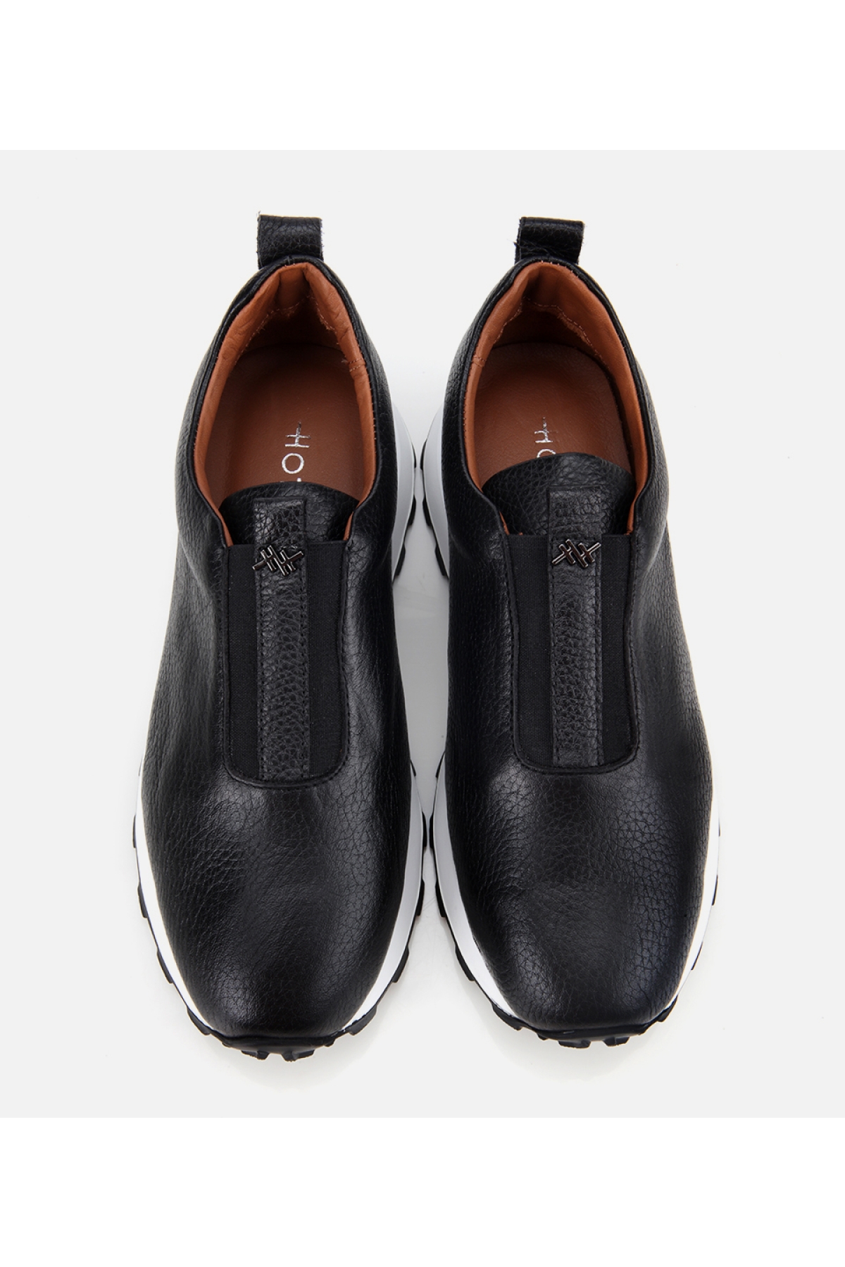 Kadın Deri Siyah Lastik Detaylı Spor Ayakkabı - Görsel 6