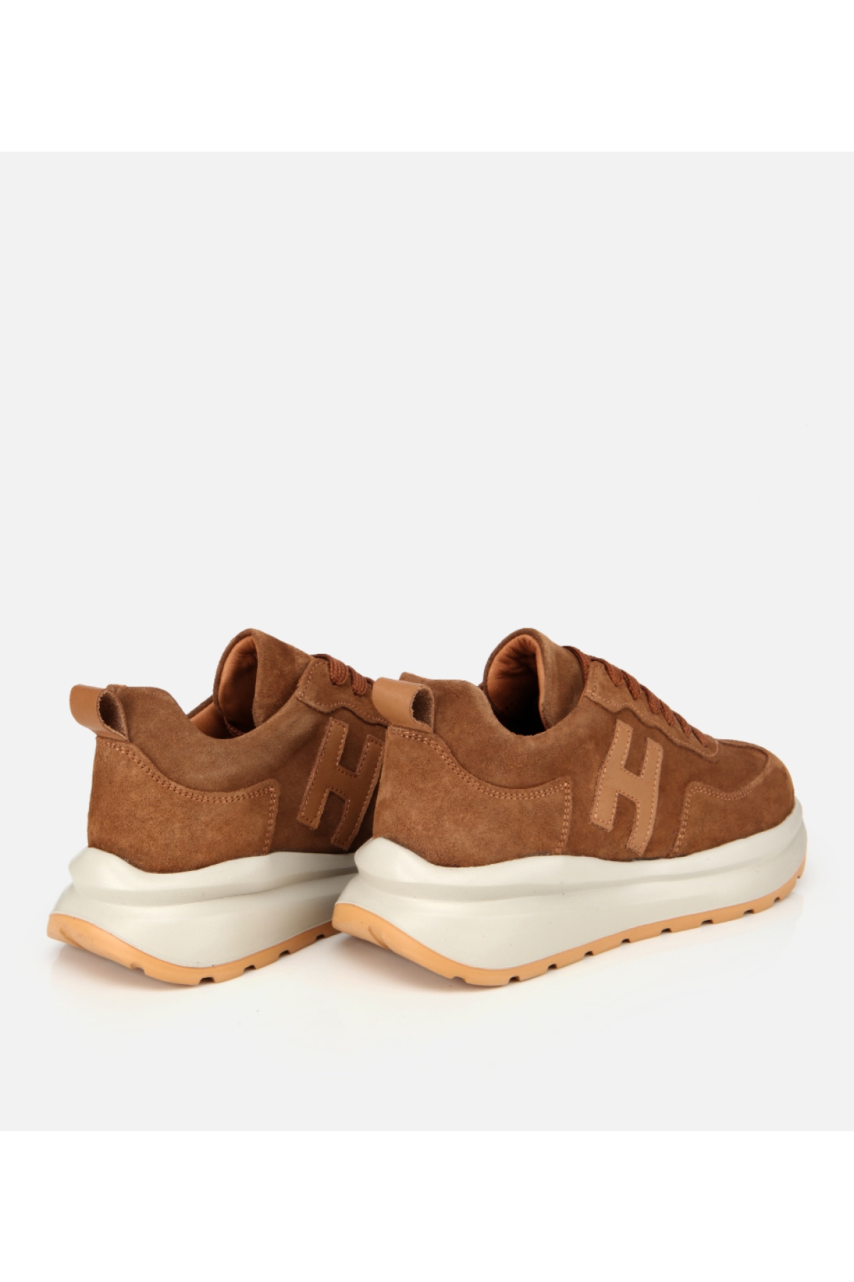 Kadın Süet Deri Taba Kalın Tabanlı Comfort Spor Ayakkabı - Görsel 4