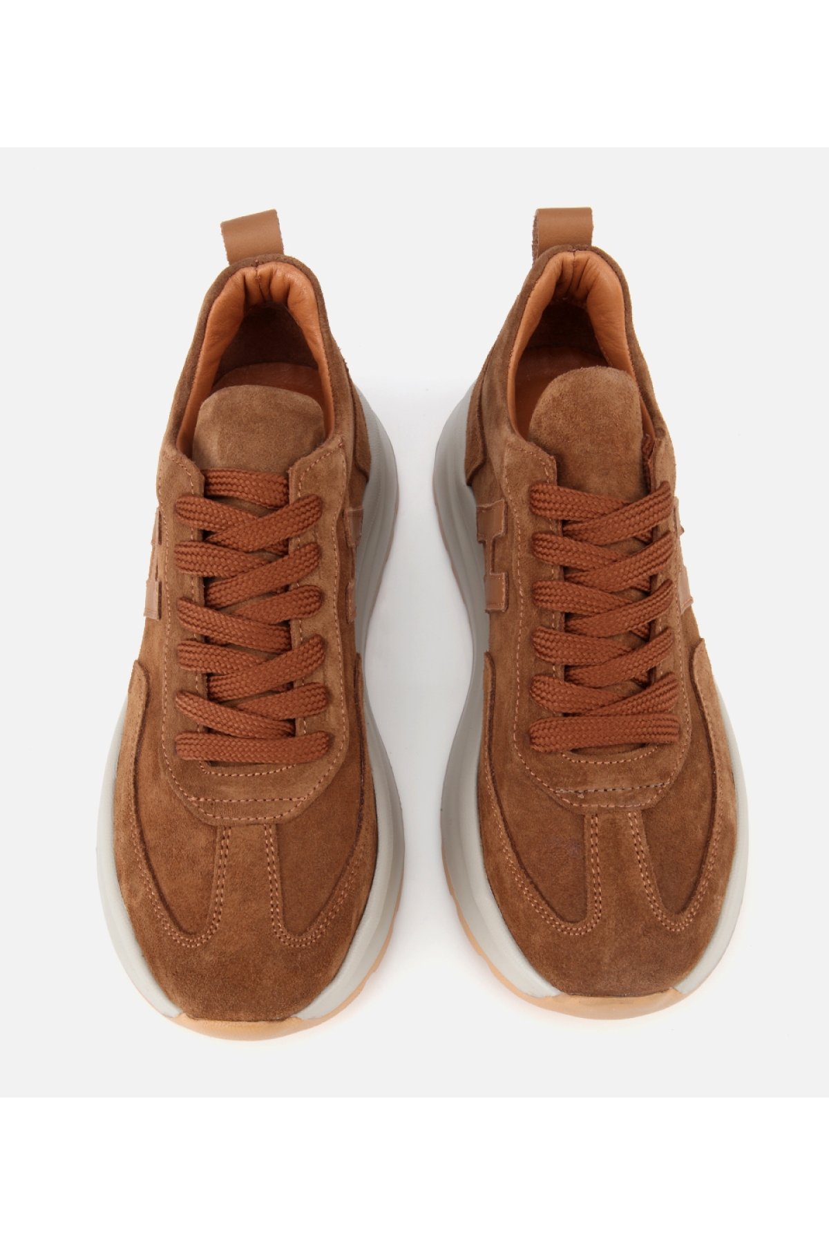 Kadın Süet Deri Taba Kalın Tabanlı Comfort Spor Ayakkabı - Görsel 6