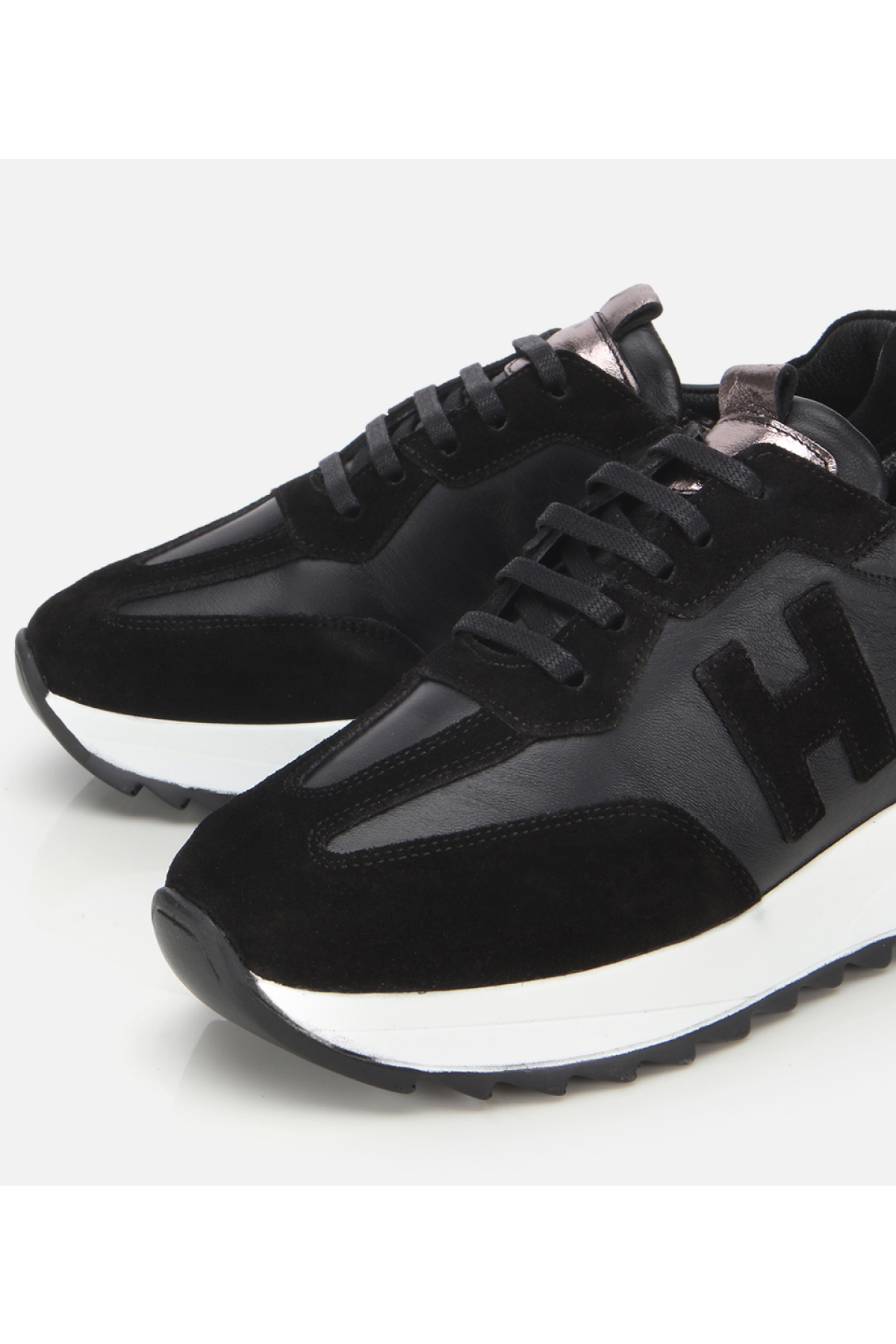 Kadın Süet Deri Siyah Comfort Spor Ayakkabı - Görsel 3