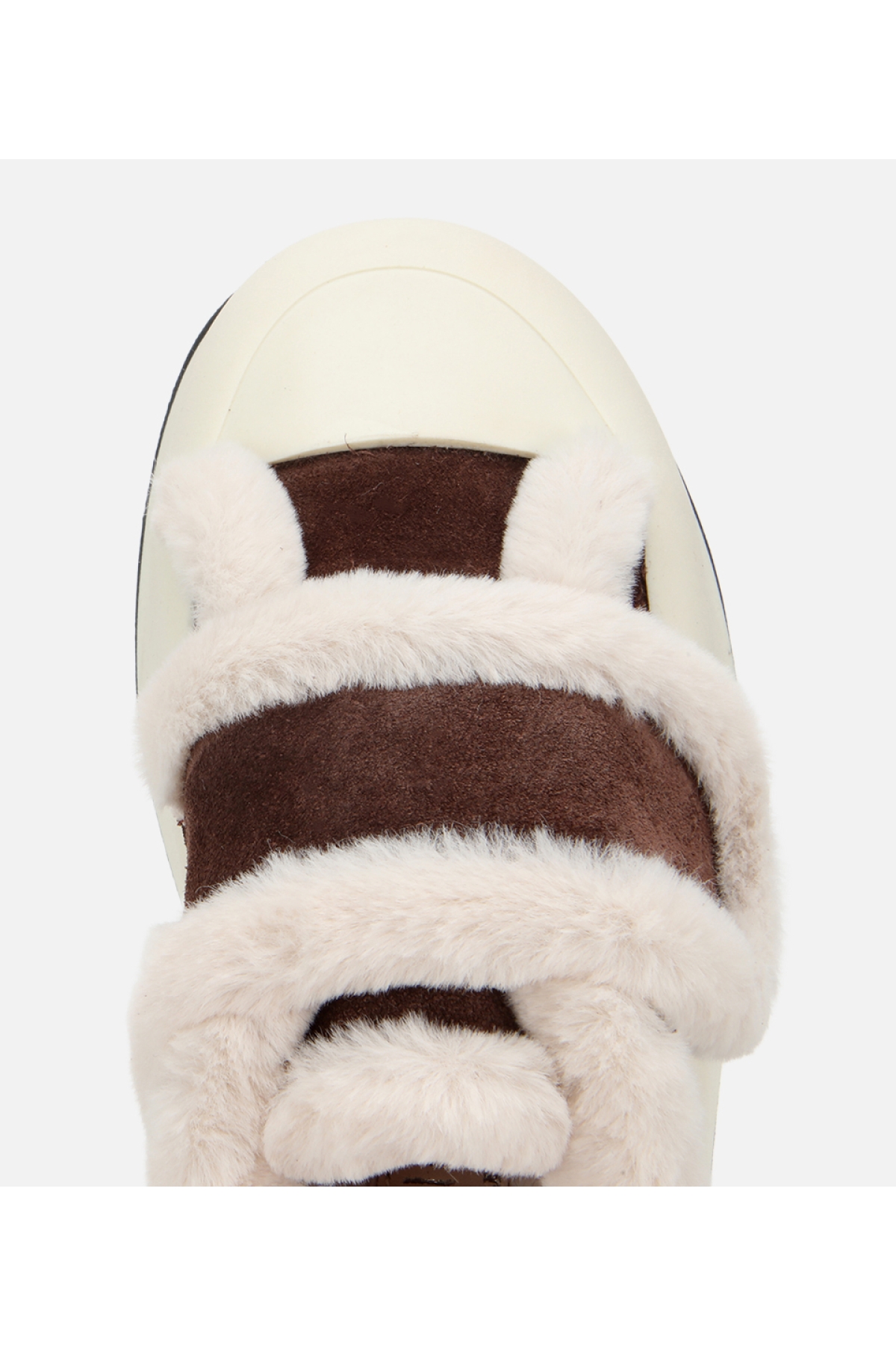 Kadın Süet Deri Kahverengi İçi Kürklü Kalın Bantlı Spor Ayakkabı - Görsel 5