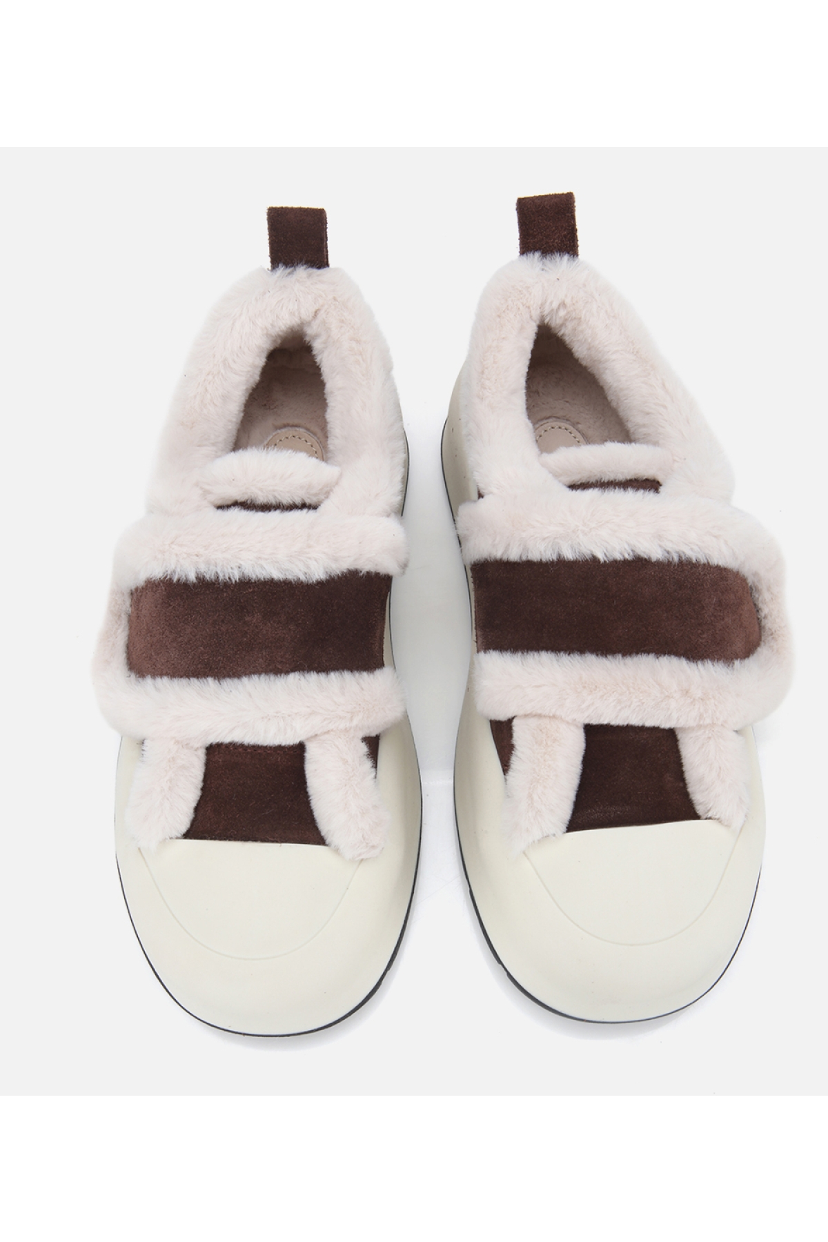 Kadın Süet Deri Kahverengi İçi Kürklü Kalın Bantlı Spor Ayakkabı - Görsel 6