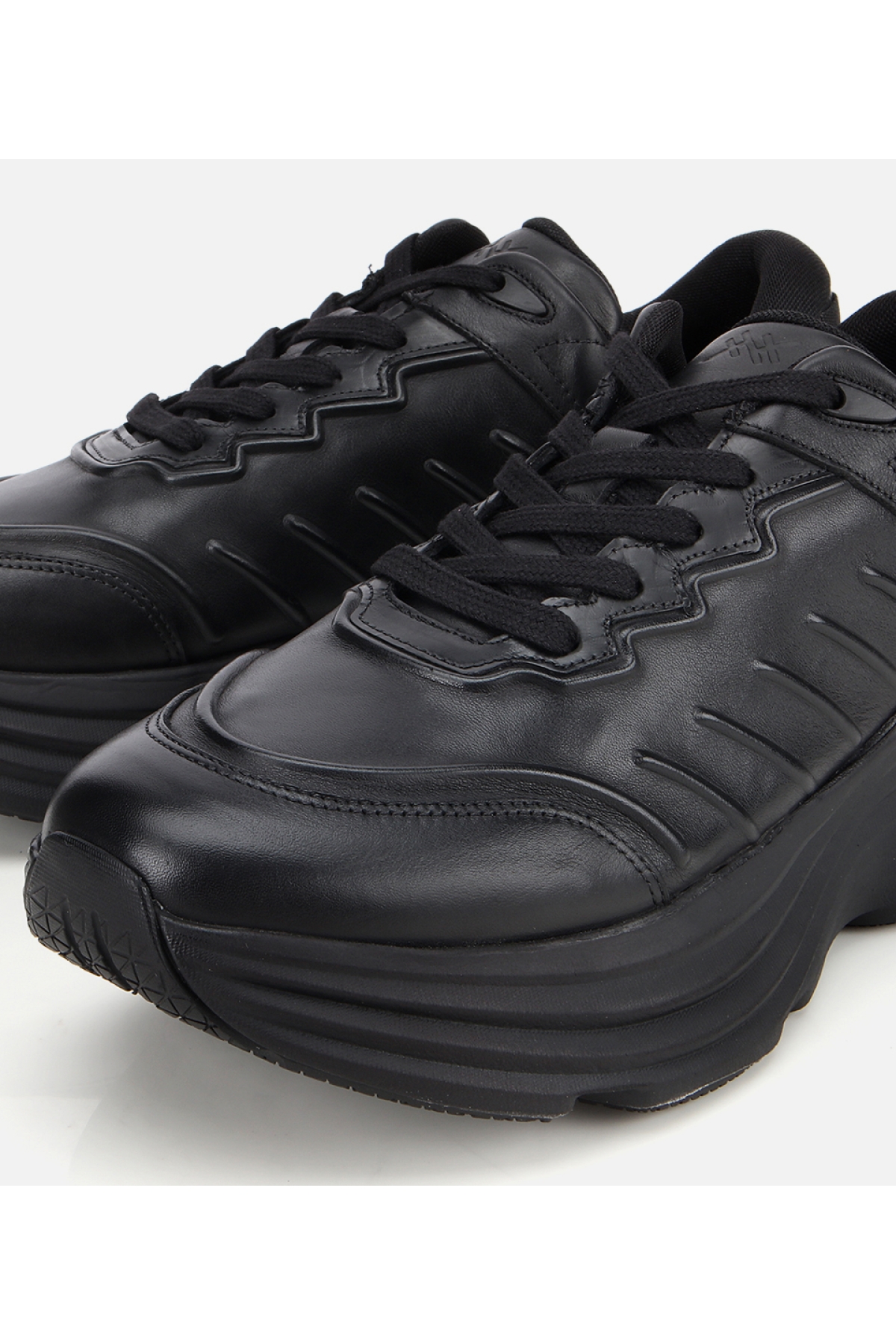 Erkek Deri Siyah Kalın Tabanlı Spor Ayakkabı - Görsel 3
