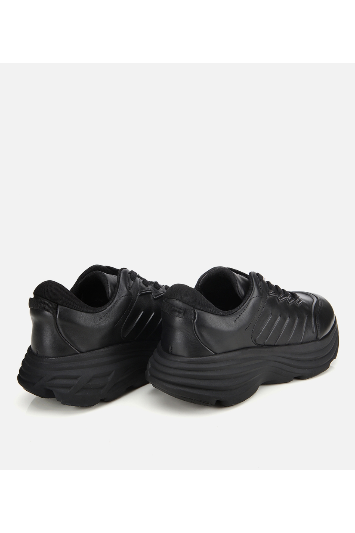 Erkek Deri Siyah Kalın Tabanlı Spor Ayakkabı - Görsel 4