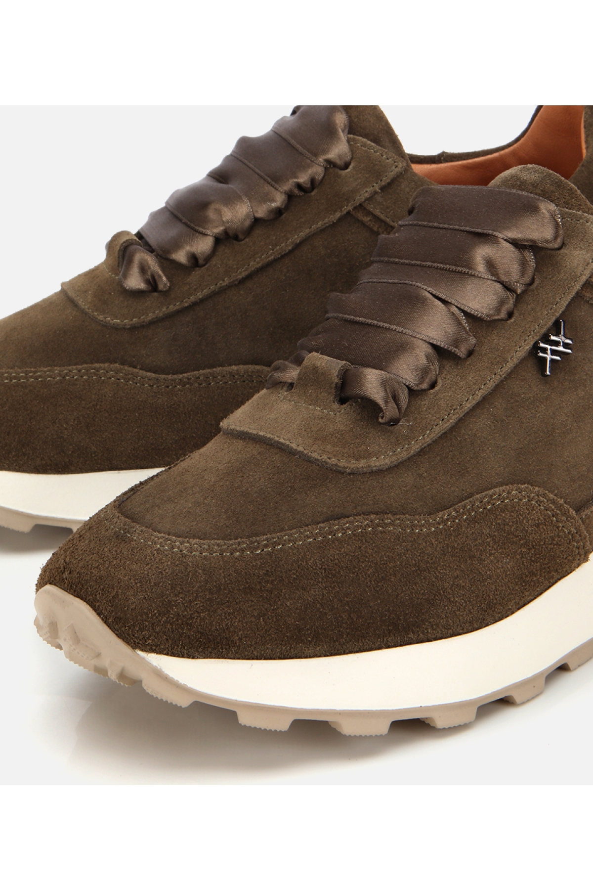 Kadın Süet Deri Haki Bağcık Detaylı Yüksek Tabanlı Spor Ayakkabı - Görsel 3