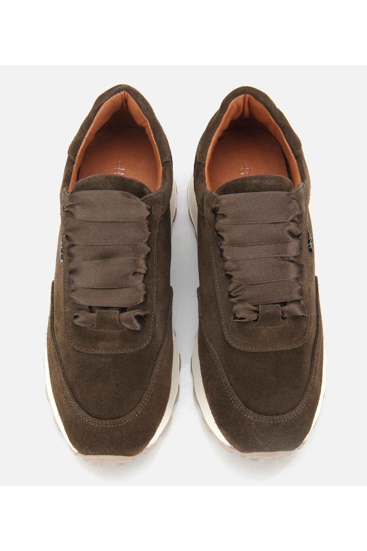 Kadın Süet Deri Haki Bağcık Detaylı Yüksek Tabanlı Spor Ayakkabı - Görsel 6