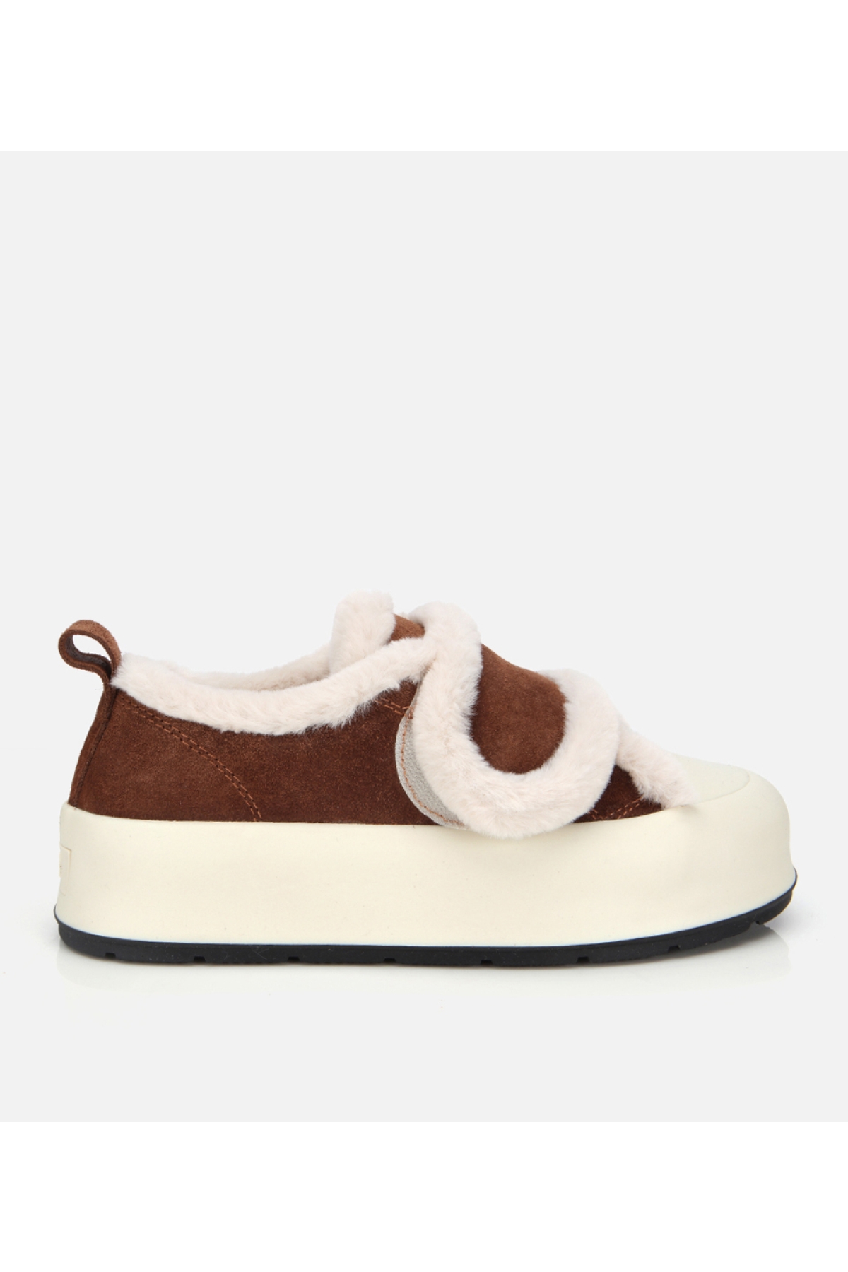 Kadın Süet Deri Taba İçi Kürklü Kalın Bantlı Spor Ayakkabı