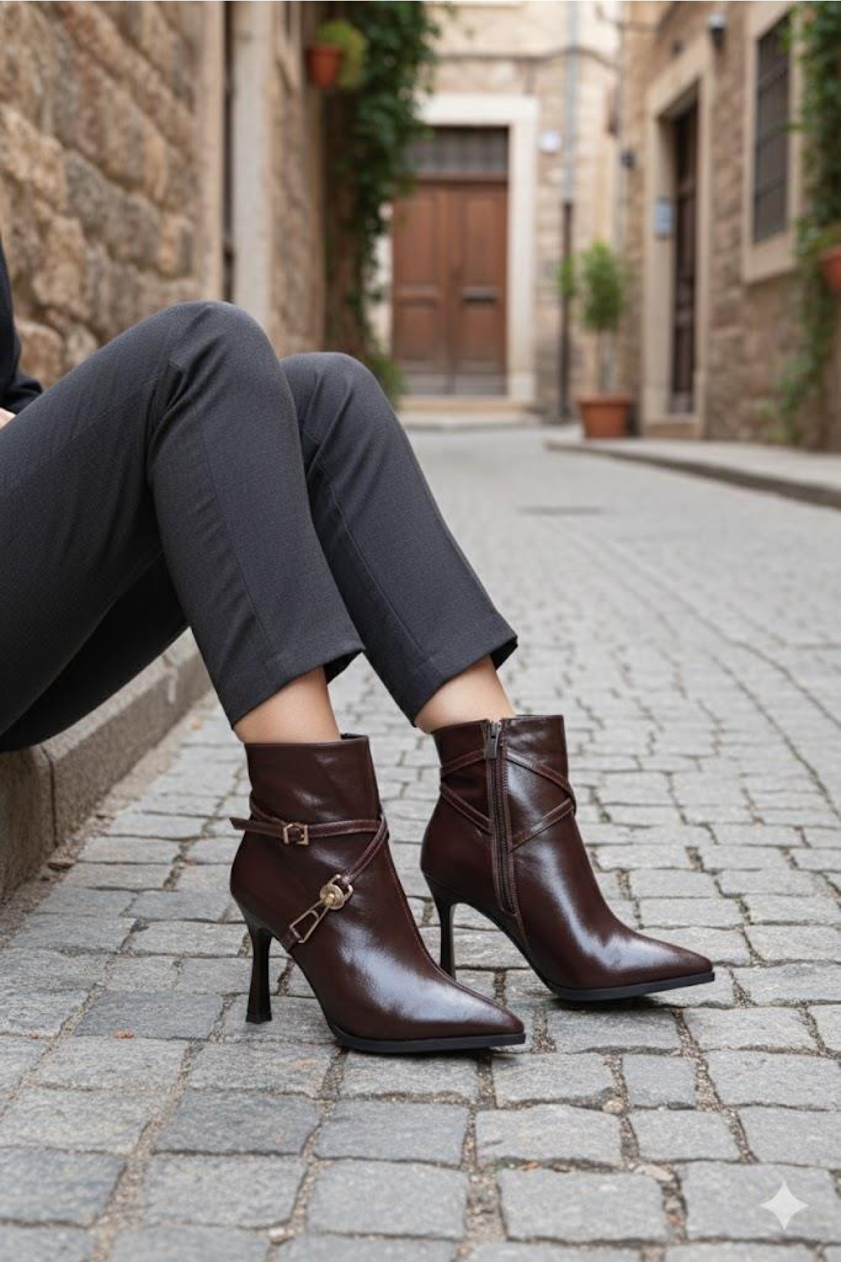 Fort 7632606 Burnu Sivri 9 Cm Yüksek Topuk Fermuarlı Kadın Bot model görseli