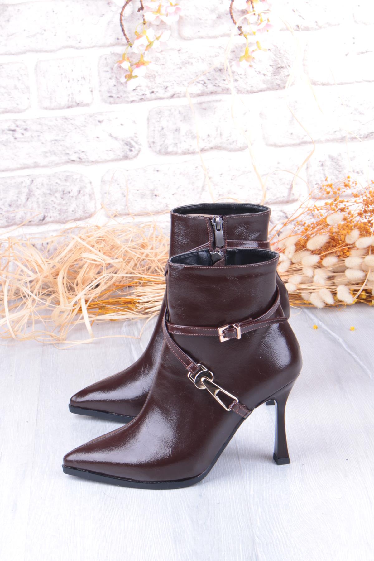 7632606 Burnu Sivri 9 Cm Yüksek Topuk Fermuarlı Kadın Bot - Görsel 7