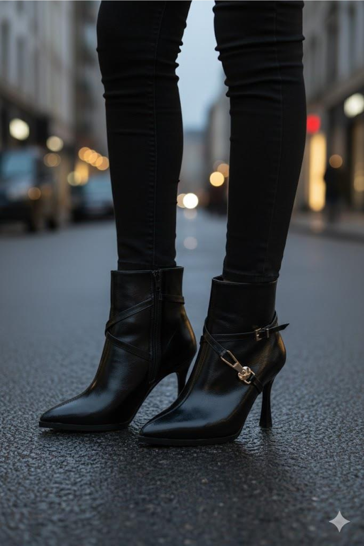 7632606 Burnu Sivri 9 Cm Yüksek Topuk Fermuarlı Kadın Bot - Görsel 6