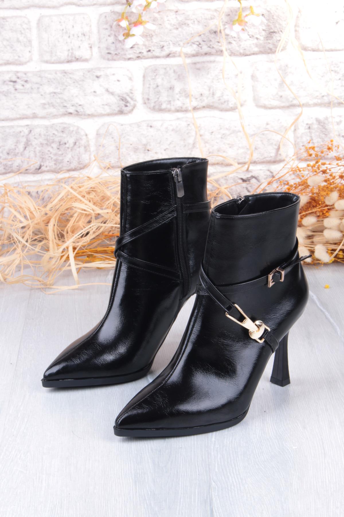 7632606 Burnu Sivri 9 Cm Yüksek Topuk Fermuarlı Kadın Bot - Görsel 7