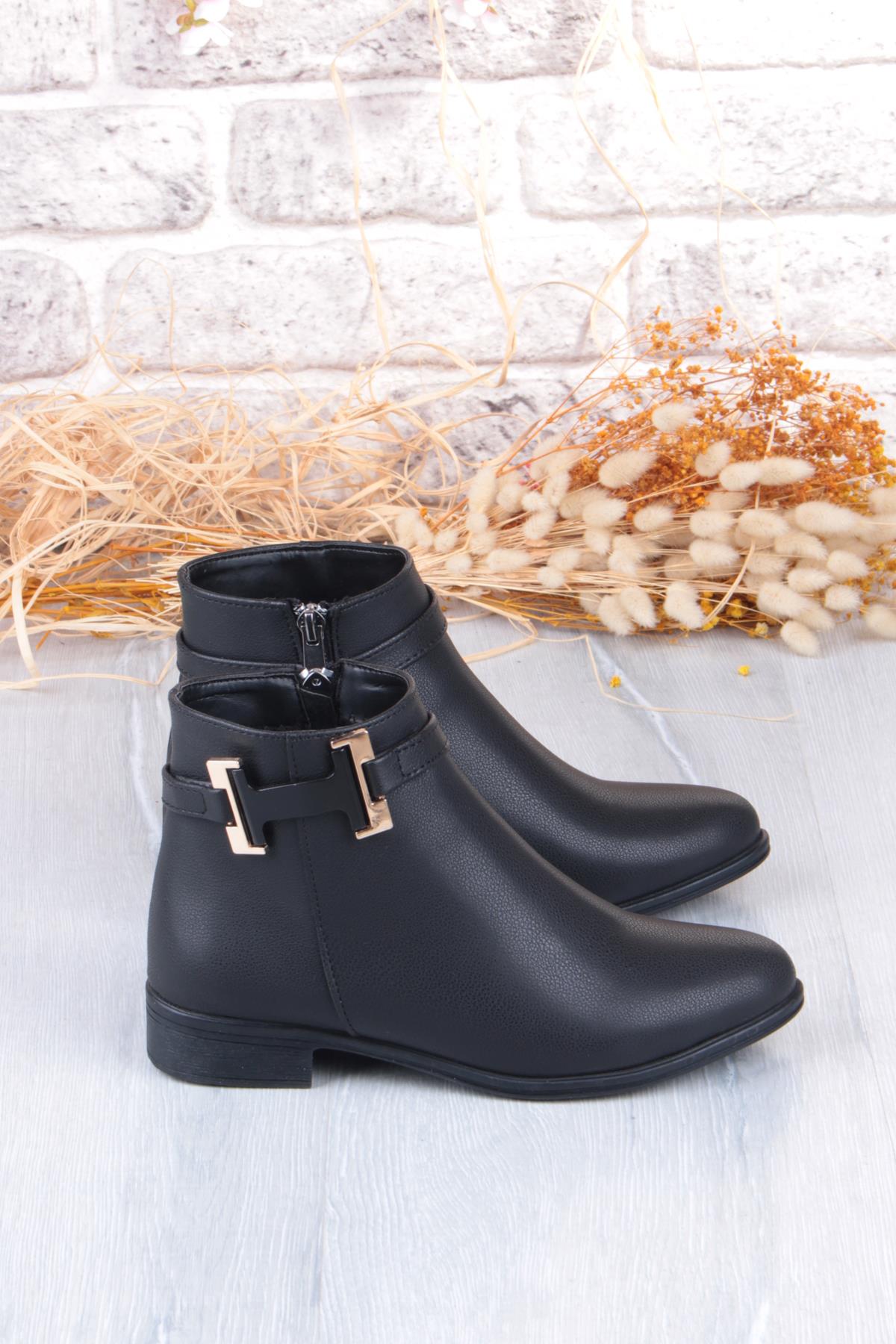 8242 Rahat Toka Detaylı Kaymaz Taban Sıcak Astar Kadın Bot - Görsel 5