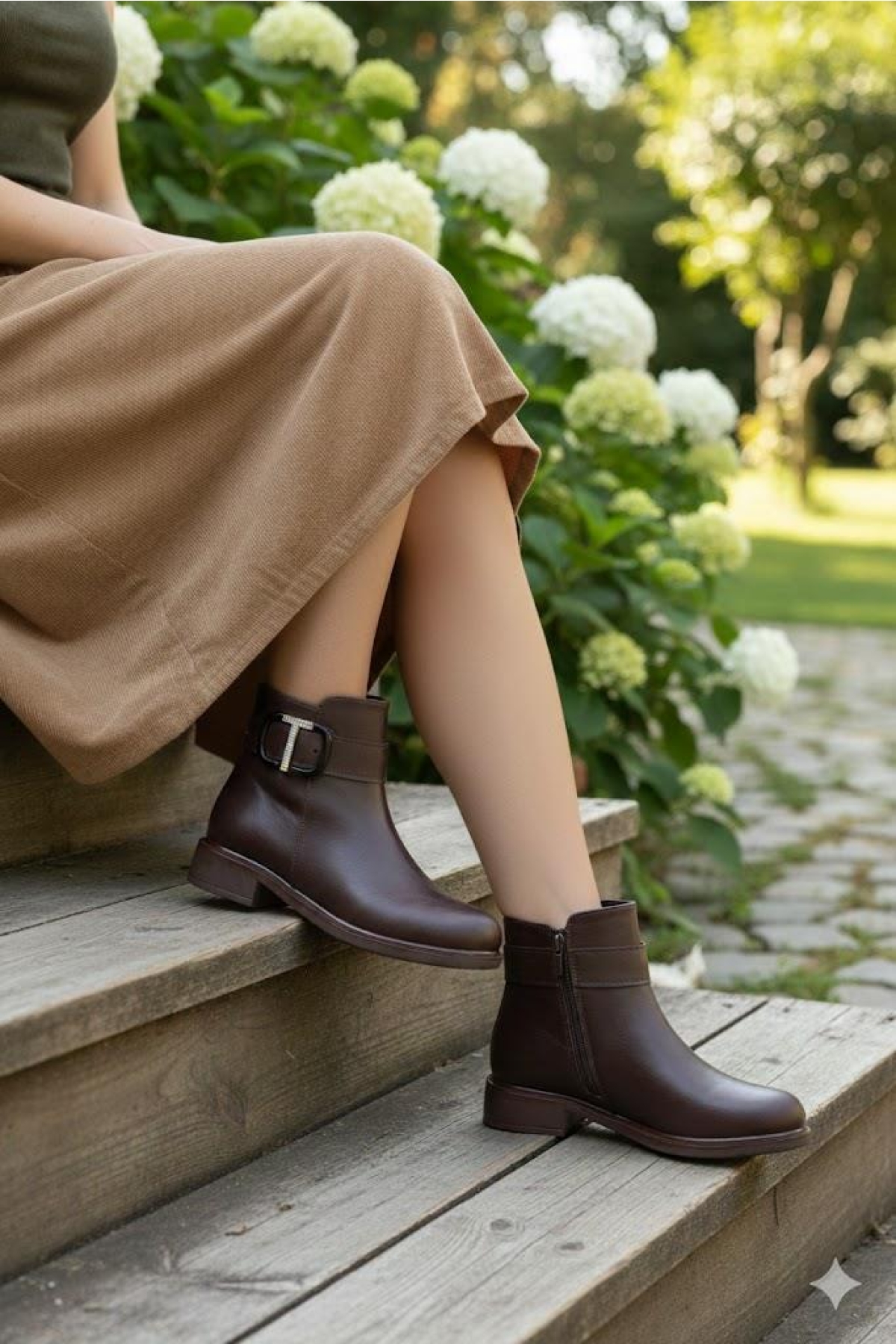 906233 Toka Detaylı Lastik Taban Fermuarlı Kadın Bot - Görsel 3