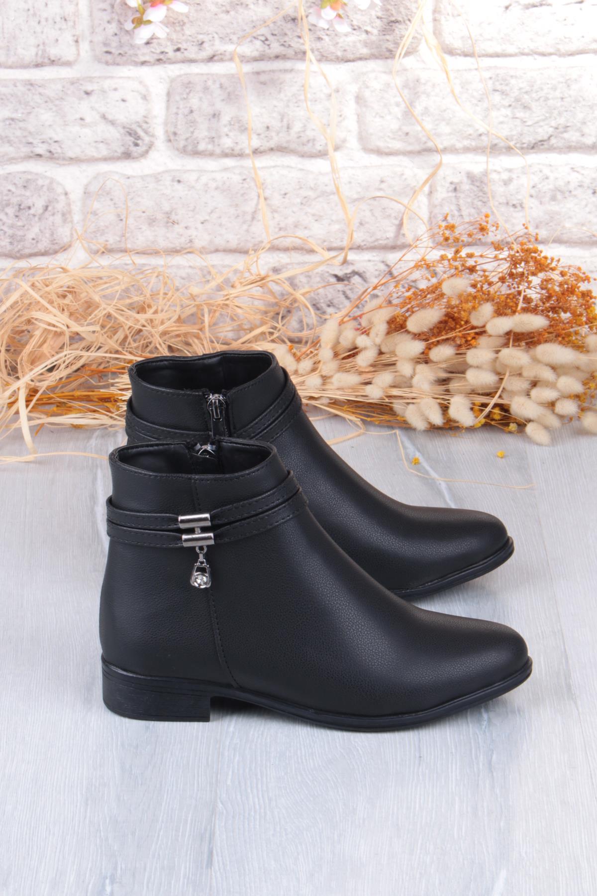 7932 Rahat Toka Detaylı Kaymaz Taban Sıcak Astar Kadın Bot - Görsel 5