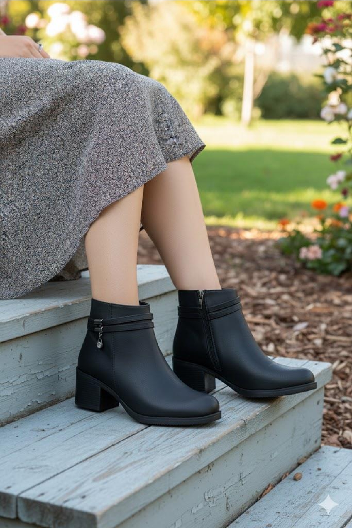 30342 Rahat Taş Toka 5 Cm Topuk Yüksekliği Sıcak Astar Kadın Bot - Görsel 4