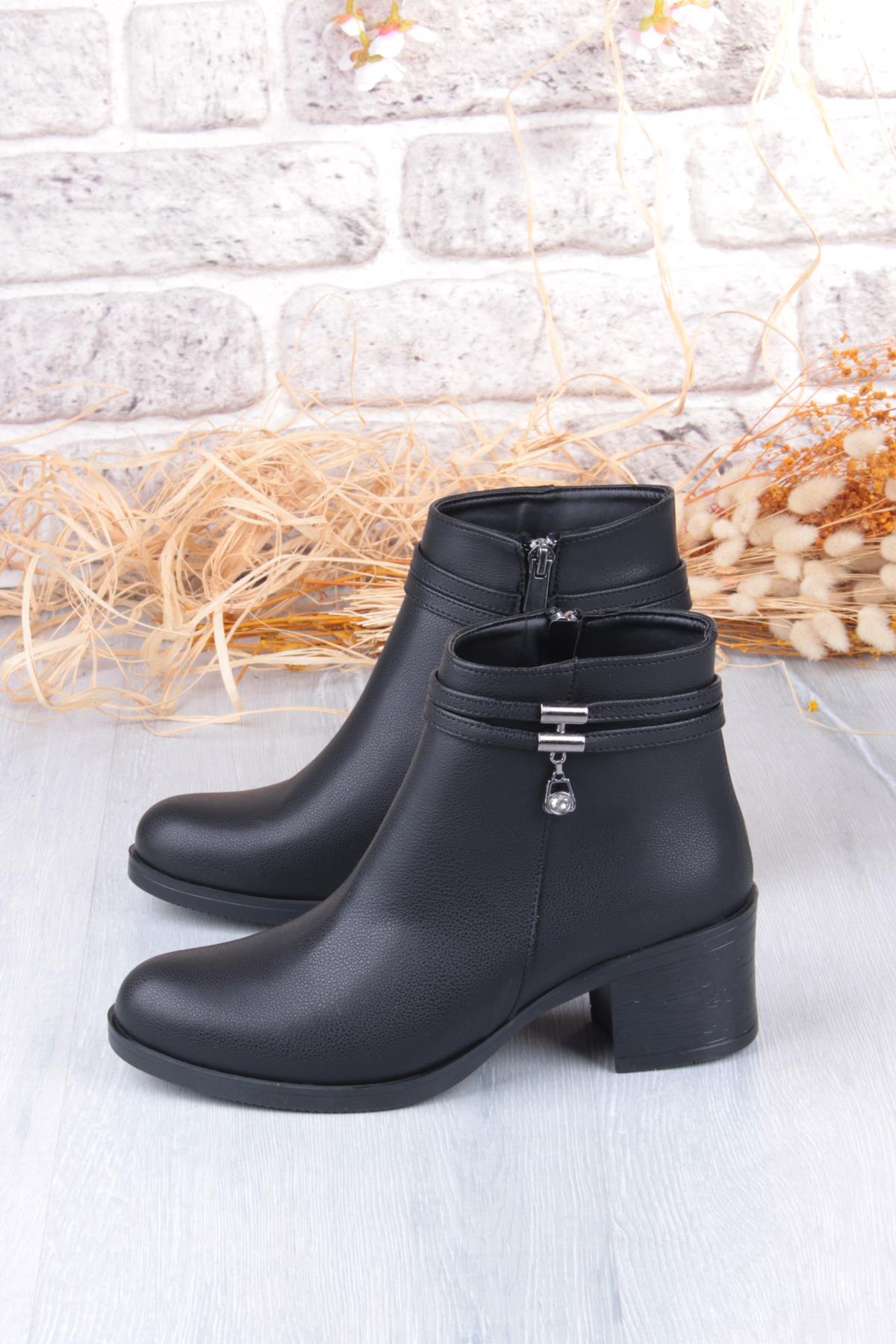 30342 Rahat Taş Toka 5 Cm Topuk Yüksekliği Sıcak Astar Kadın Bot - Görsel 6