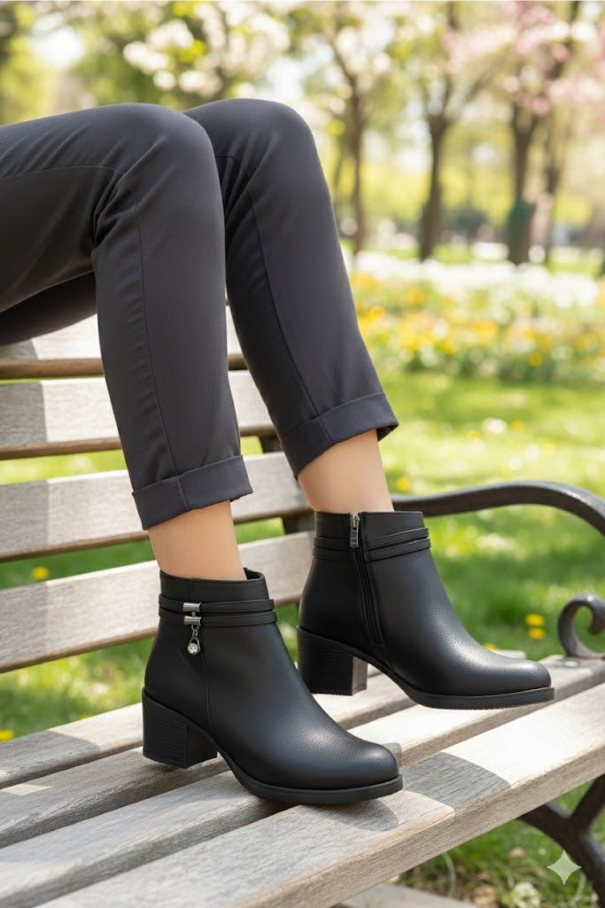 30342 Rahat Taş Toka 5 Cm Topuk Yüksekliği Sıcak Astar Kadın Bot - Görsel 7