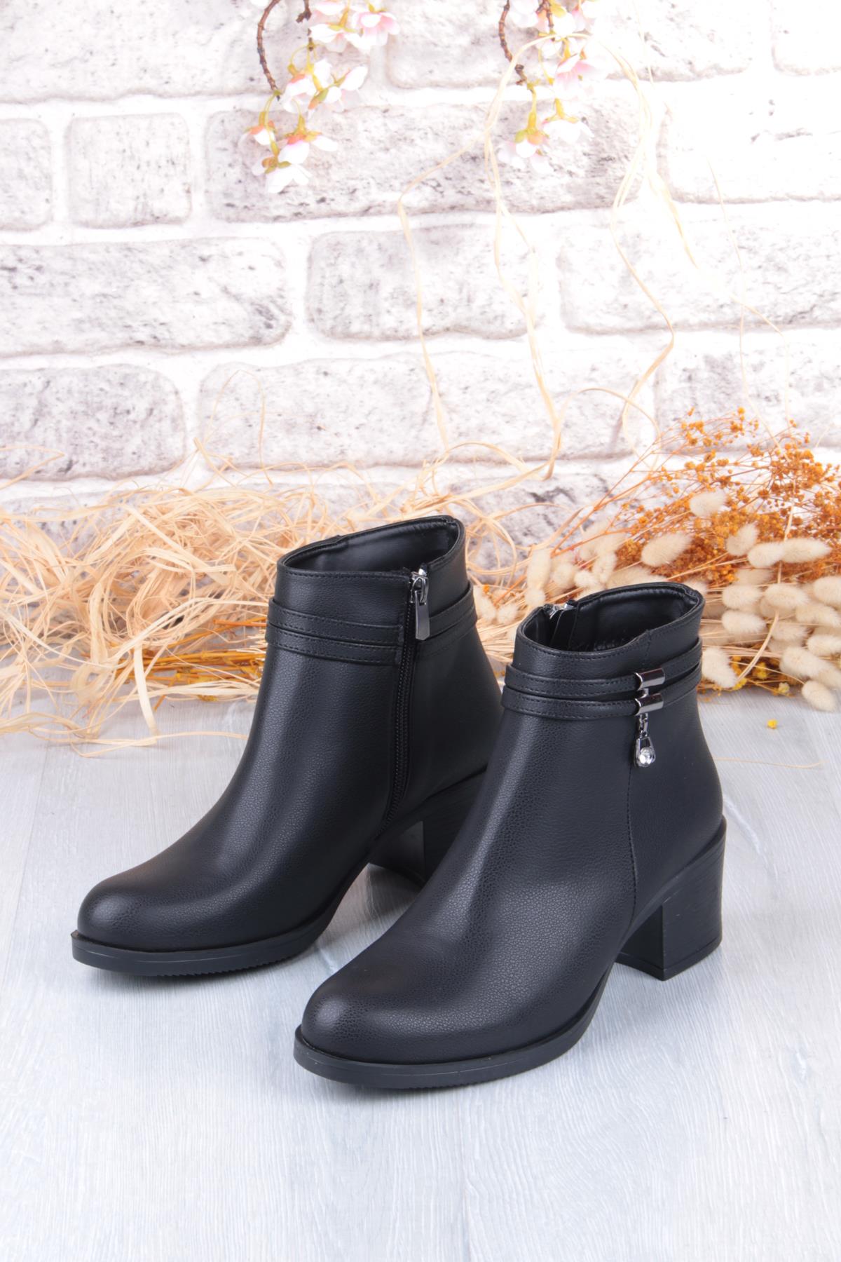 30342 Rahat Taş Toka 5 Cm Topuk Yüksekliği Sıcak Astar Kadın Bot - Görsel 8