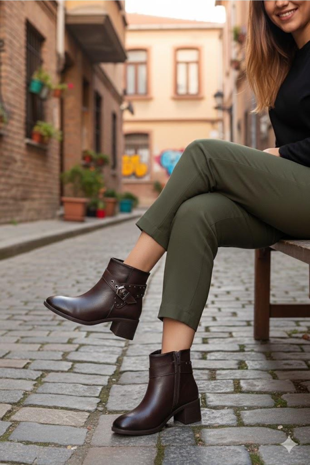 22202 Ventes Rahat 5 Cm Topuk Yüksekliği Fermuarlı Kadın Bot - Görsel 3